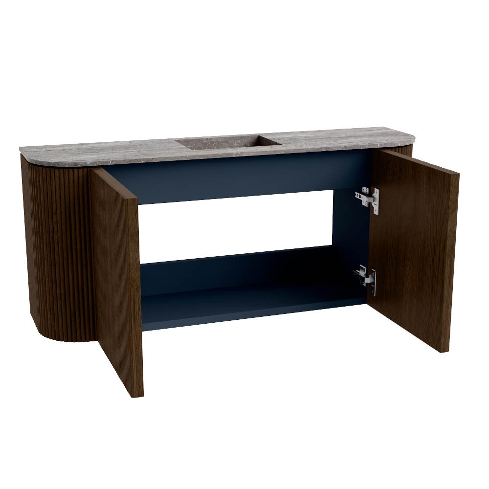 Mondiaz Toiletmeubel Joya Dlux Walnut - 93.2 cm - Wastafel FAYE Saba - Zonder kraangat(en) - Solid Surface - Met spoelbak Midden - Afbeelding 9