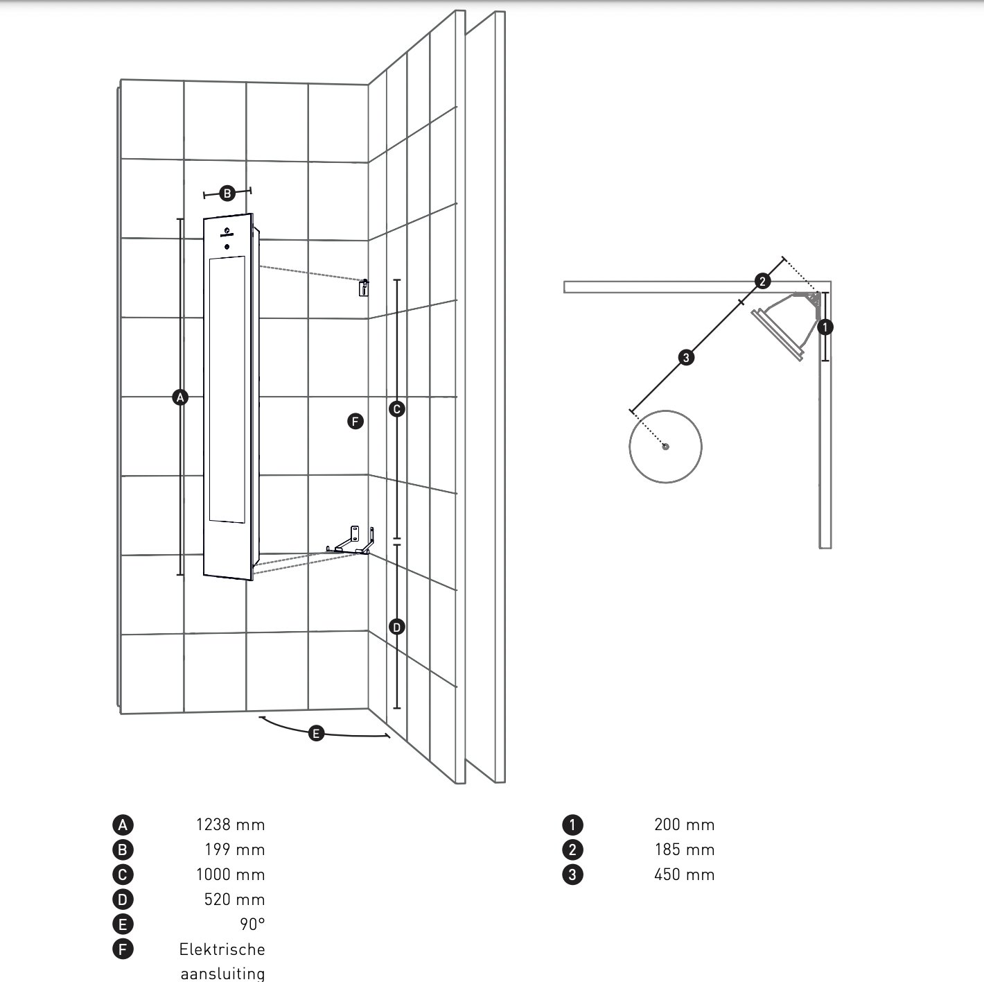 Sunshower Solo Hoek - Full body - 123,8 cm - Zwart - 80066 - Afbeelding 2