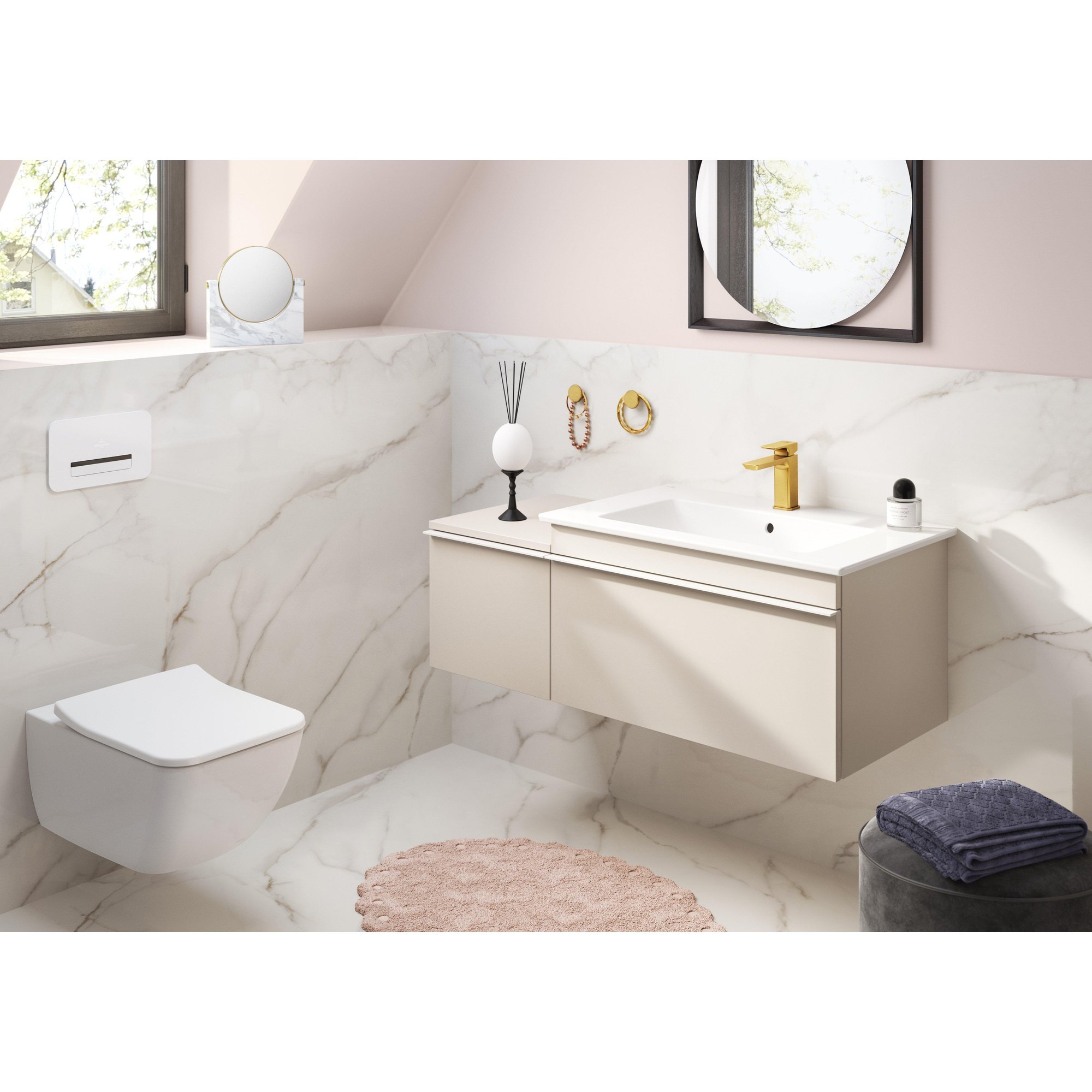Villeroy & Boch Venticello meubelwastafel - 1 kraangat doorgestoken 80x50cm - (geschikt voor 3 kr.gaten) met overloop stone white - 41048LRW - Afbeelding 9