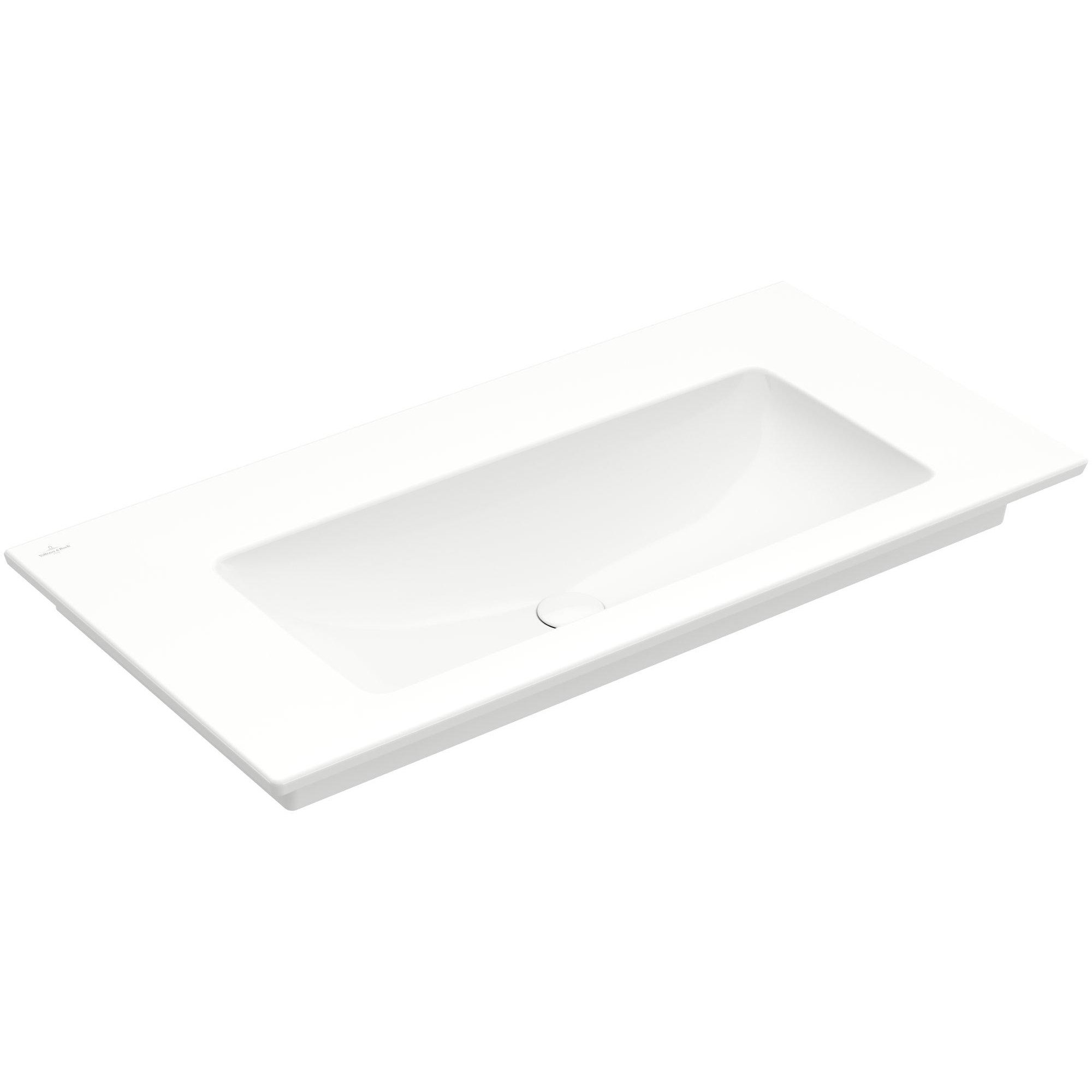 Villeroy & Boch Venticello Meubelwastafel - wasbak midden zonder kraangat - 100x50cm - overloop - ceramic - wit - 4104AJR1 - Afbeelding 2