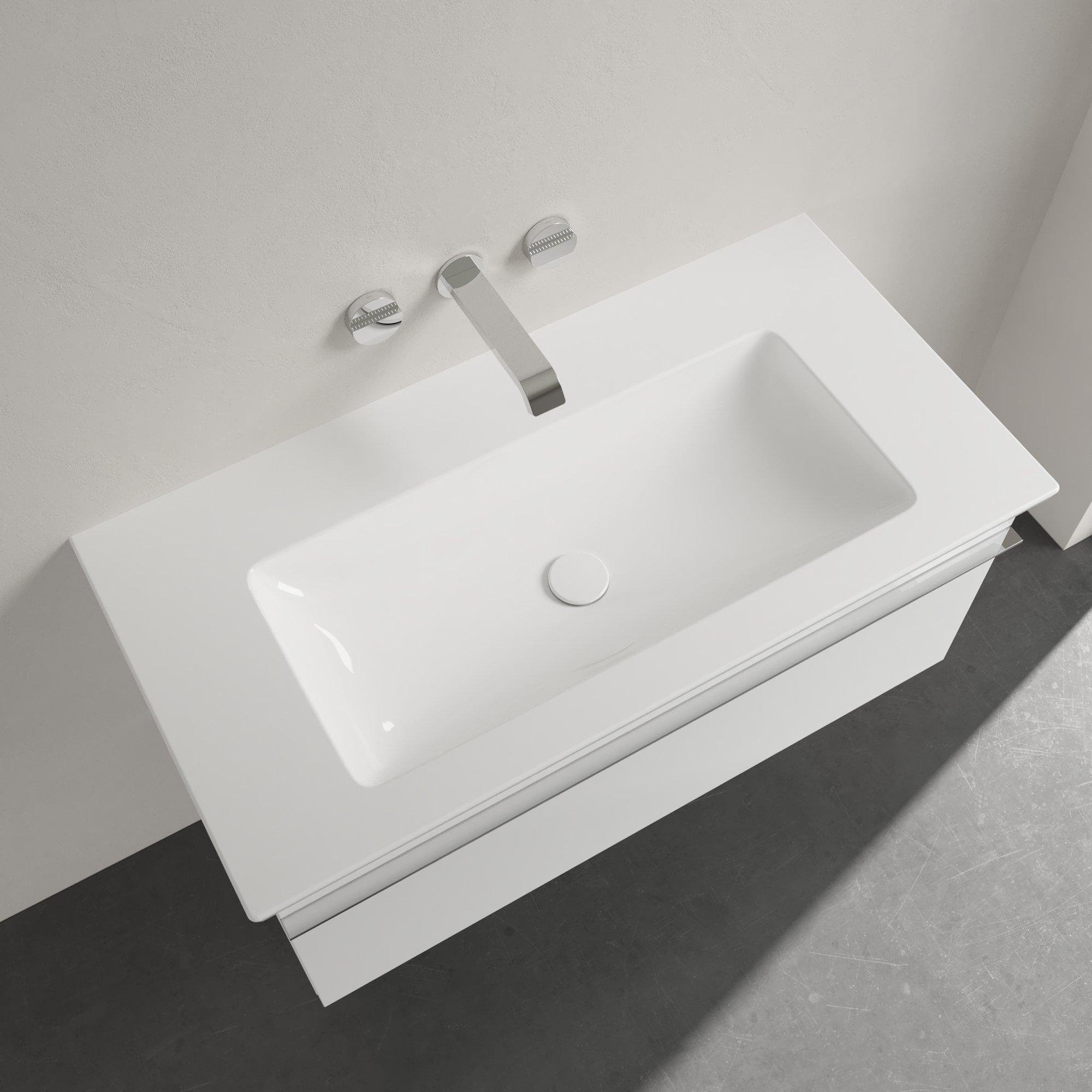 Villeroy & Boch Venticello Meubelwastafel - wasbak midden zonder kraangat - 100x50cm - overloop - ceramic - wit - 4104AJR1 - Afbeelding 5