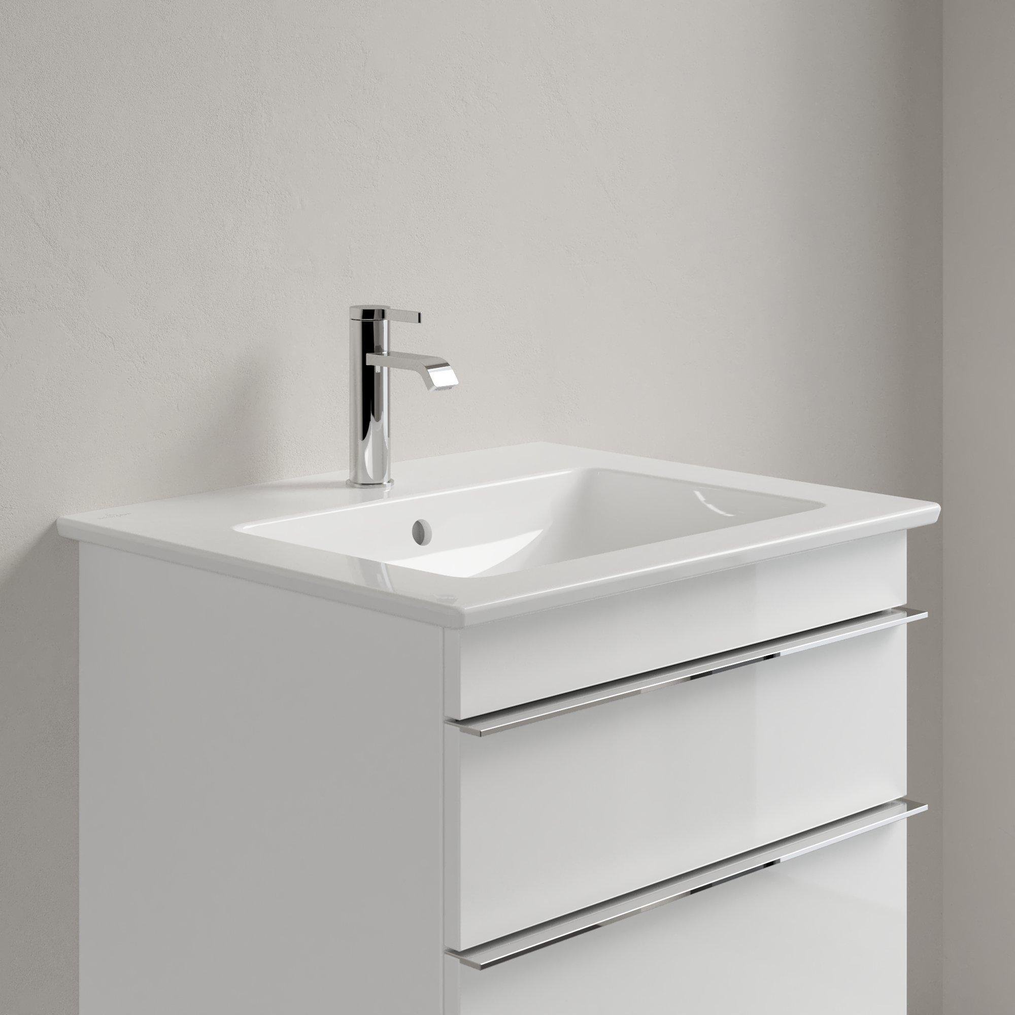 Villeroy & Boch Venticello wastafel - met 1 kraangat 60x50cm - (geschikt voor 3 kraangaten) met overloop ceramic + wit - 412460r1 - Afbeelding 3