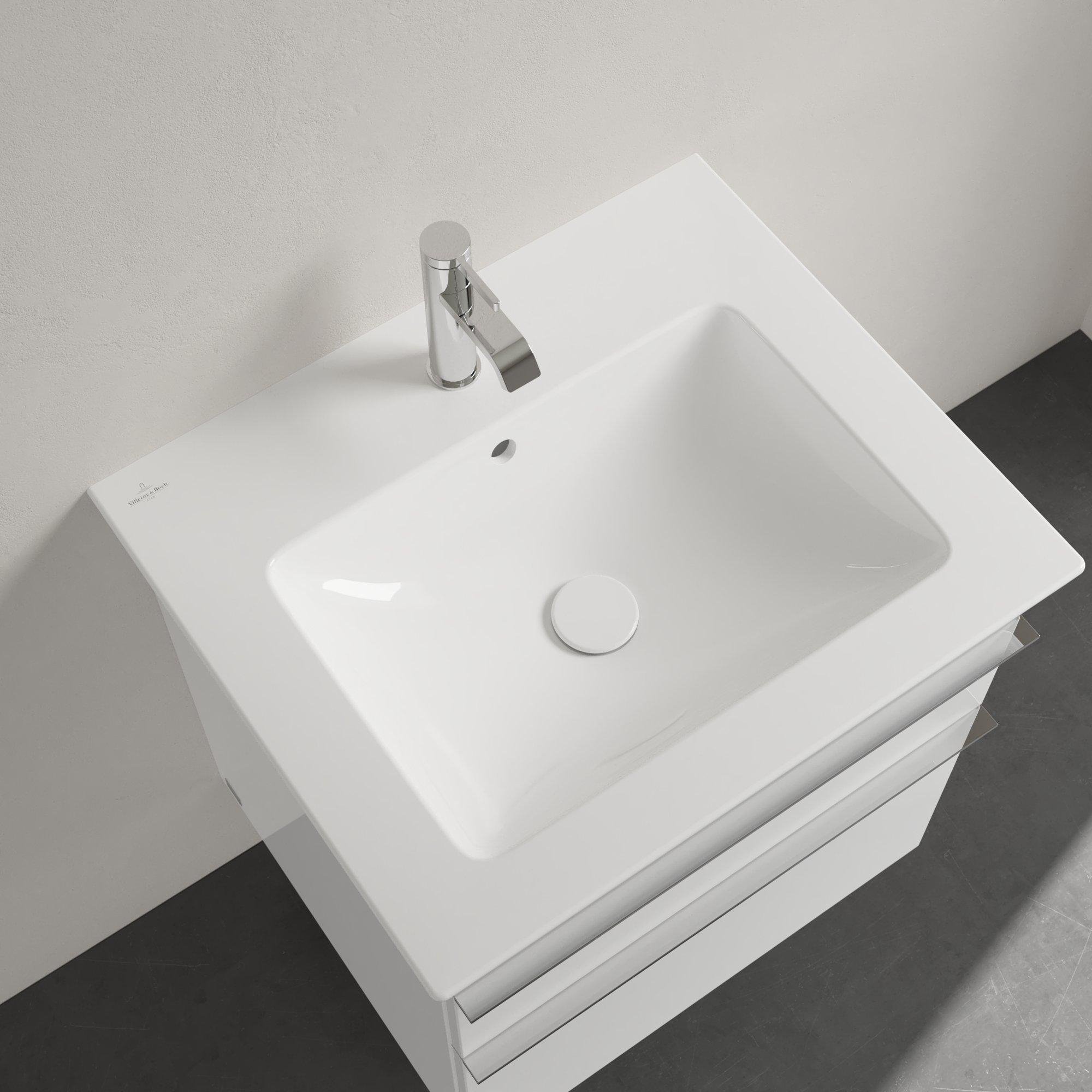 Villeroy & Boch Venticello wastafel - met 1 kraangat 60x50cm - (geschikt voor 3 kraangaten) met overloop ceramic + wit - 412460r1 - Afbeelding 5