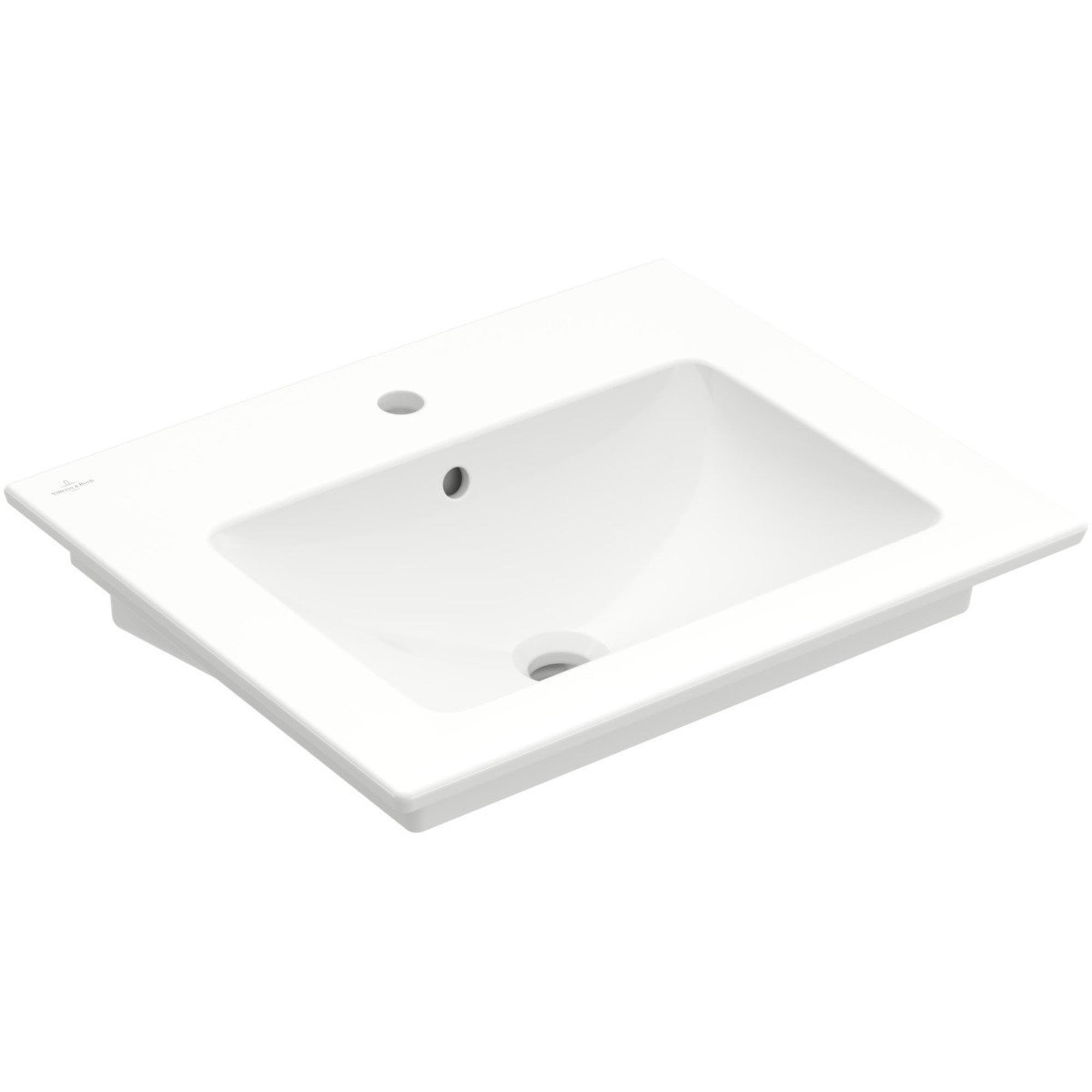Villeroy & Boch Venticello wastafel - met 1 kraangat 60x50cm - (geschikt voor 3 kraangaten) met overloop ceramic + wit - 412460r1 - Afbeelding 10