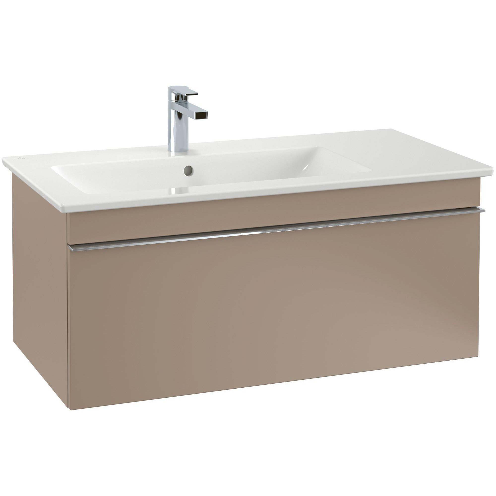 Villeroy & Boch Venticello Meubelwastafel - wasbak links - 1 kraangat - 100x50cm - geschikt voor 3 kraangaten - overloop - wit - 4134l101 - Afbeelding 2