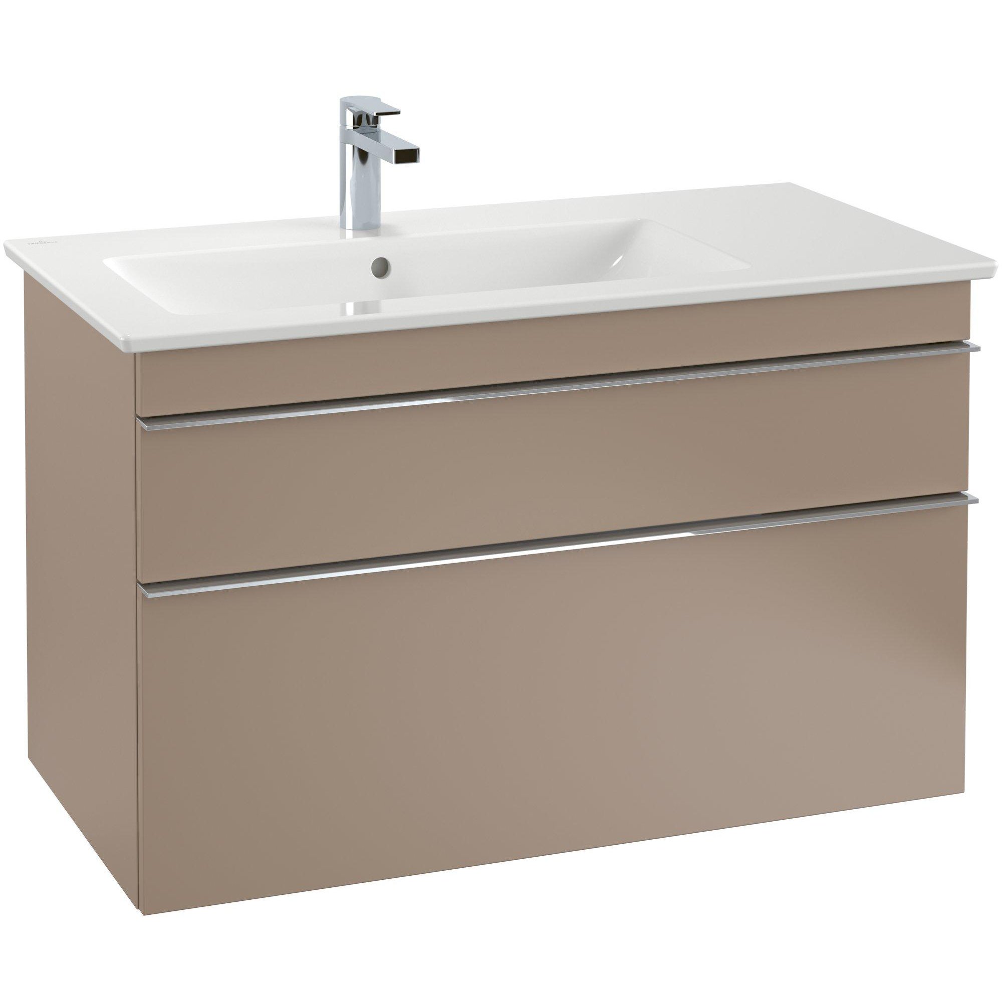 Villeroy & Boch Venticello Meubelwastafel - wasbak links - 1 kraangat - 100x50cm - geschikt voor 3 kraangaten - overloop - ceramic+ - wit - 4134l1r1 - Afbeelding 2