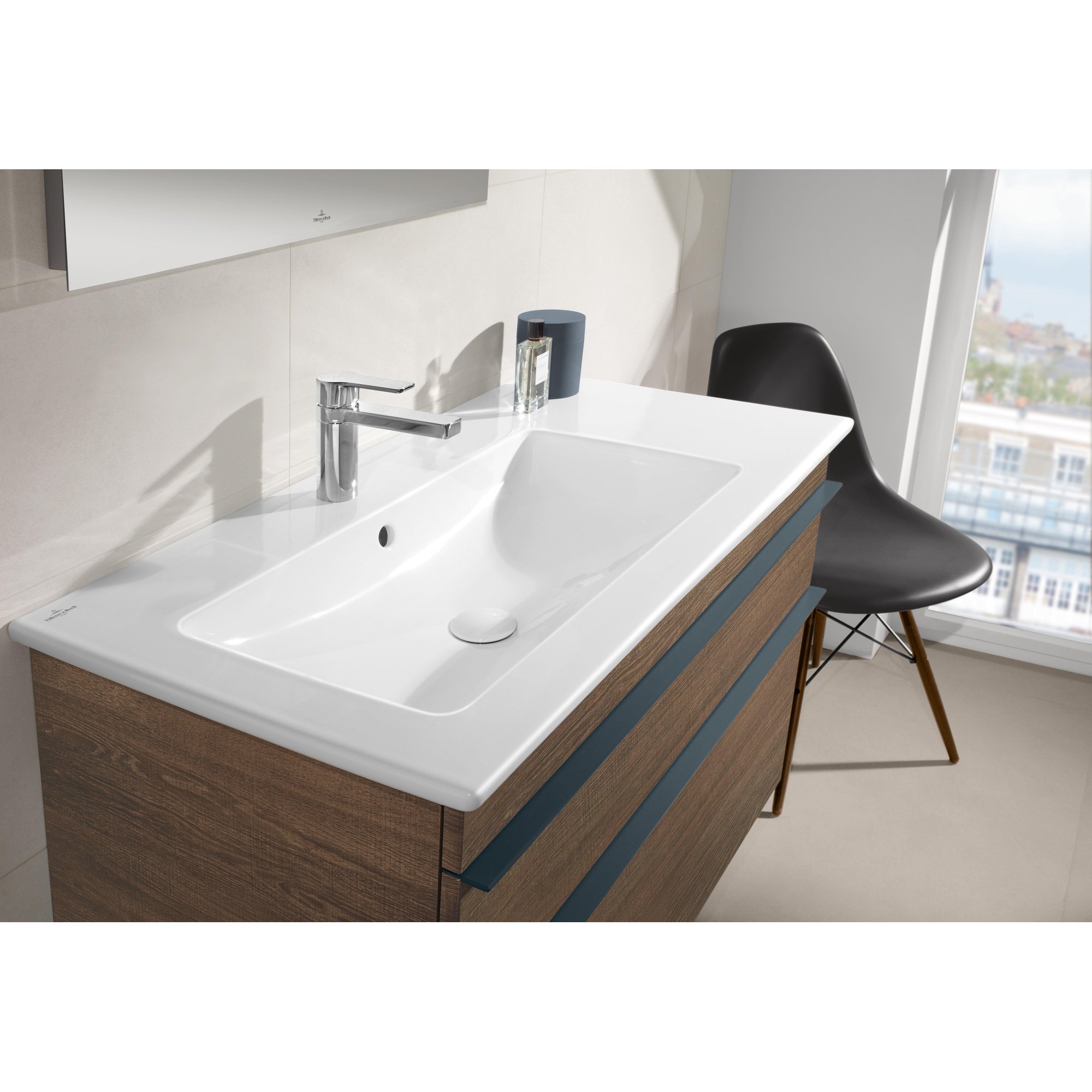 Villeroy & Boch Venticello Meubelwastafel - wasbak links - 1 kraangat - 100x50cm - geschikt voor 3 kraangaten - overloop - ceramic+ - wit - 4134l1r1 - Afbeelding 3