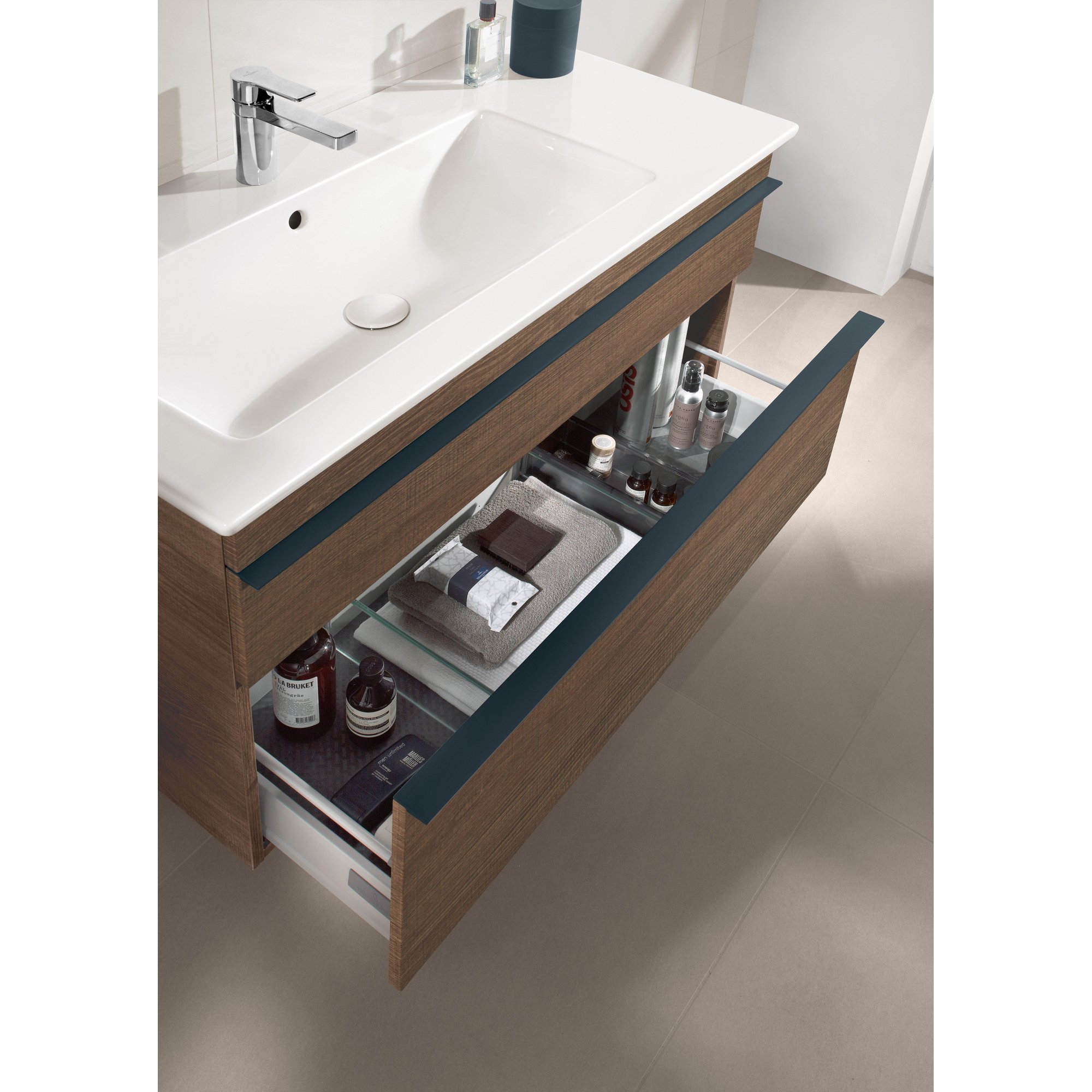 Villeroy & Boch Venticello Meubelwastafel - wasbak links - 1 kraangat - 100x50cm - geschikt voor 3 kraangaten - overloop - ceramic+ - wit - 4134l1r1 - Afbeelding 4
