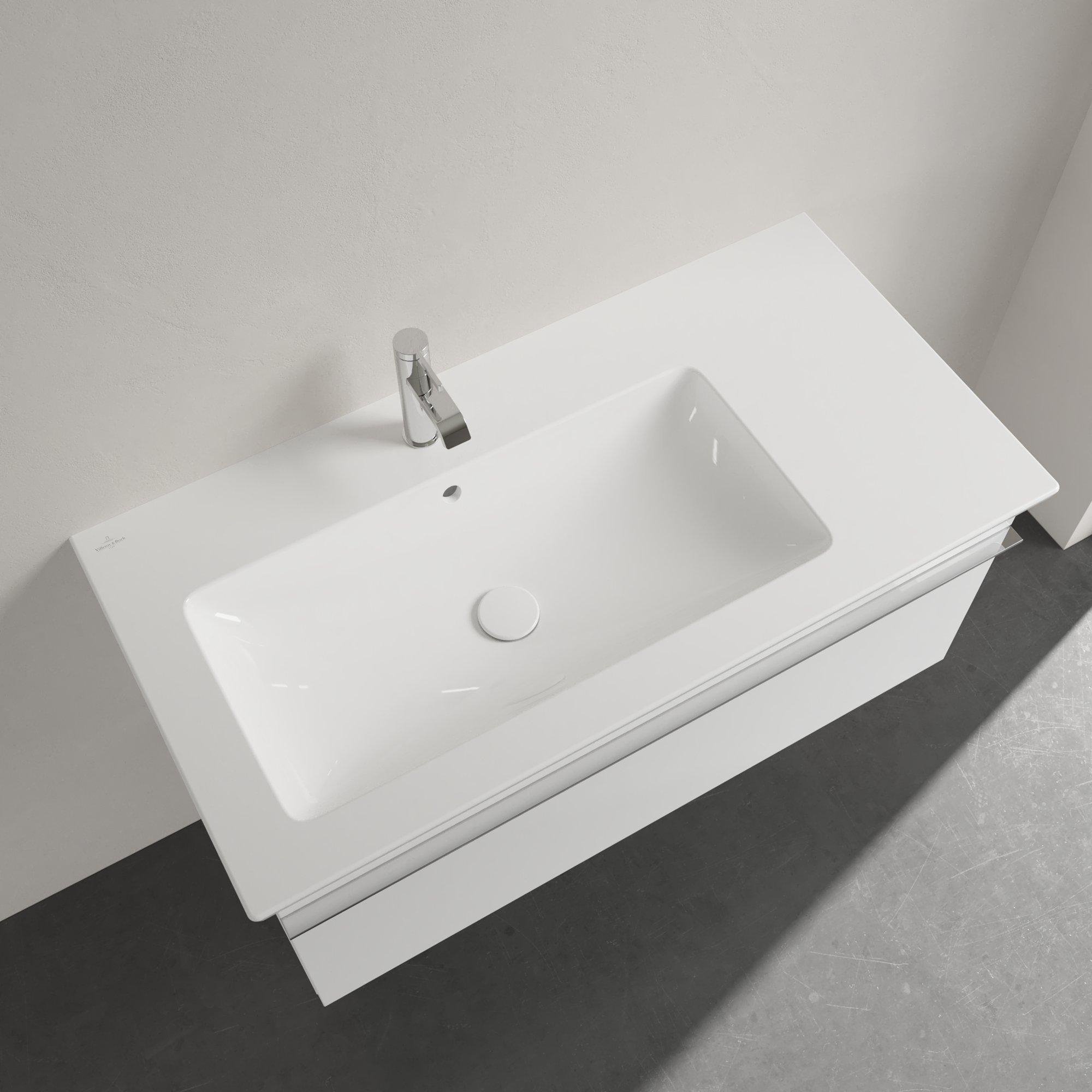 Villeroy & Boch Venticello Meubelwastafel - wasbak links - 1 kraangat - 100x50cm - geschikt voor 3 kraangaten - overloop - ceramic+ - wit - 4134l1r1 - Afbeelding 7