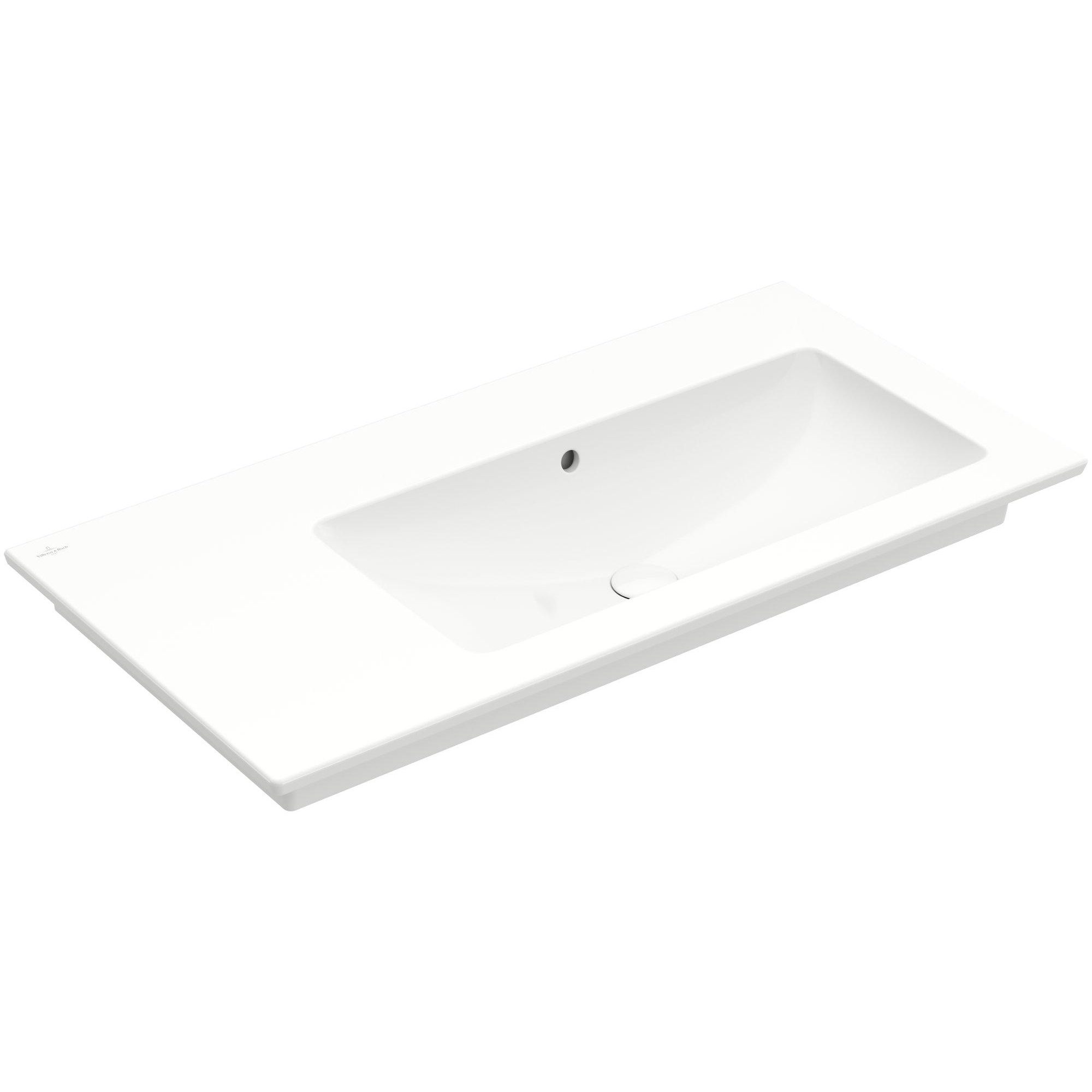 Villeroy & Boch Venticello Meubelwastafel - wasbak rechts zonder kraangat - 100x50cm - overloop - wit - 4134R301