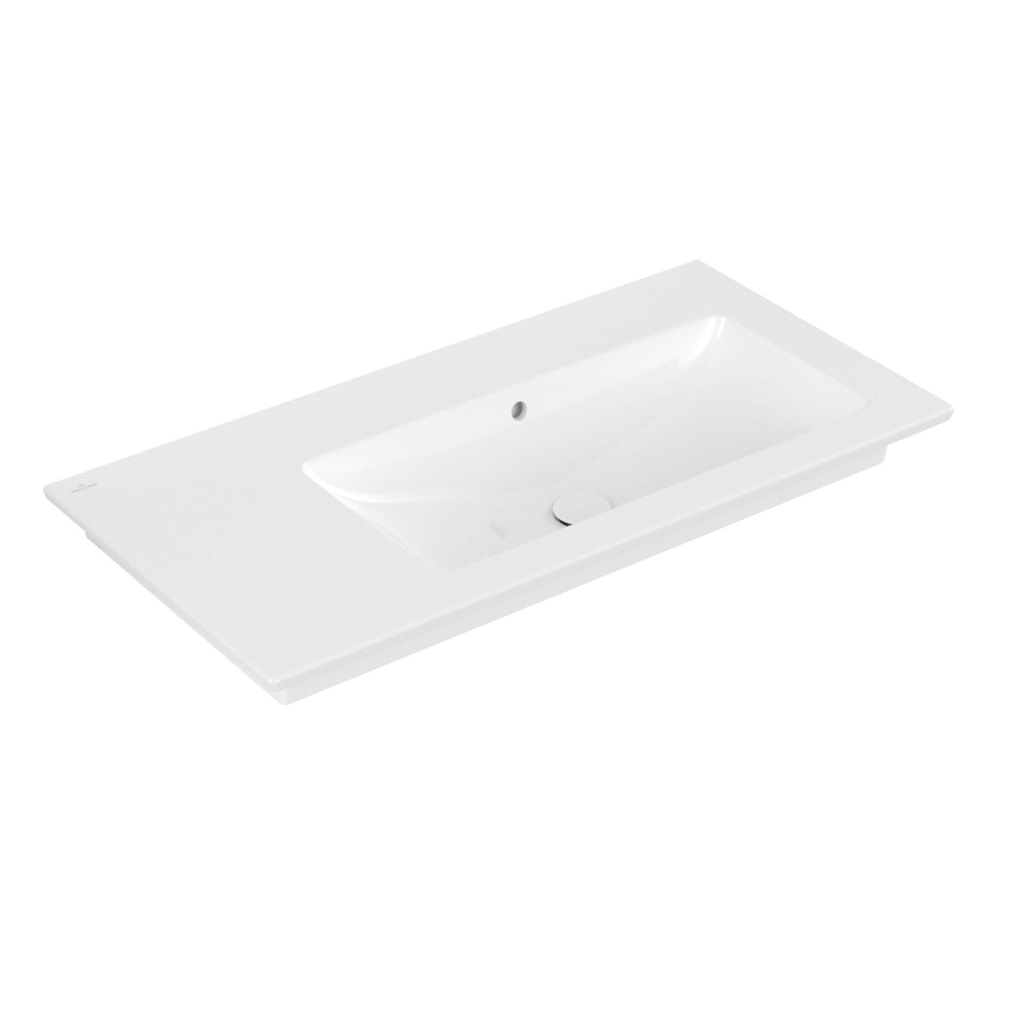 Villeroy & Boch Venticello Meubelwastafel - wasbak rechts zonder kraangat - 100x50cm - overloop - ceramic - wit - 4134r3r1