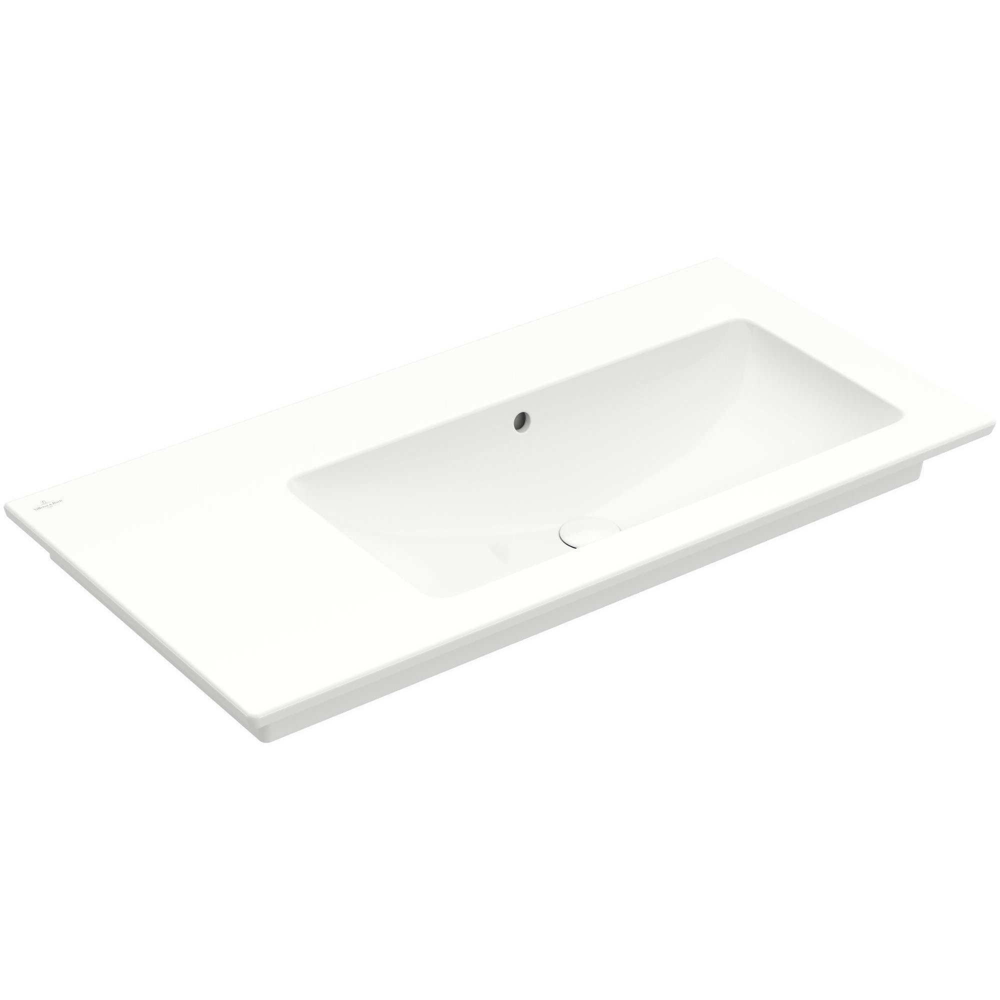 Villeroy & Boch Venticello Meubelwastafel - wasbak rechts zonder kraangat - 100x50cm - overloop - ceramic - wit - 4134r3r1 - Afbeelding 2