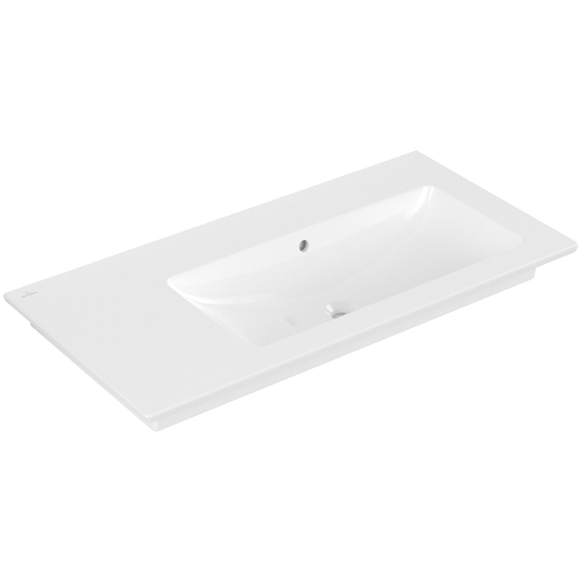 Villeroy & Boch Venticello Meubelwastafel - wasbak rechts zonder kraangat - 100x50cm - overloop - ceramic - wit - 4134r3r1 - Afbeelding 9