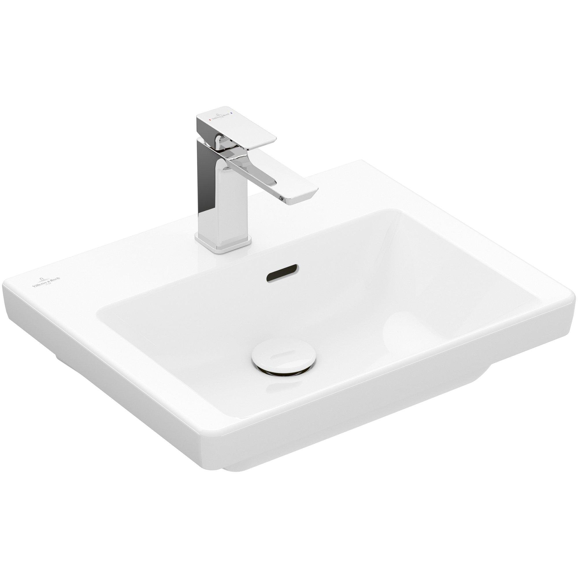 Villeroy & Boch Subway 3.0 fontein 50x40x14.5cm - met 1 kraangat en overloopgat Wit Ceramic+ - 437050R1 - Afbeelding 2