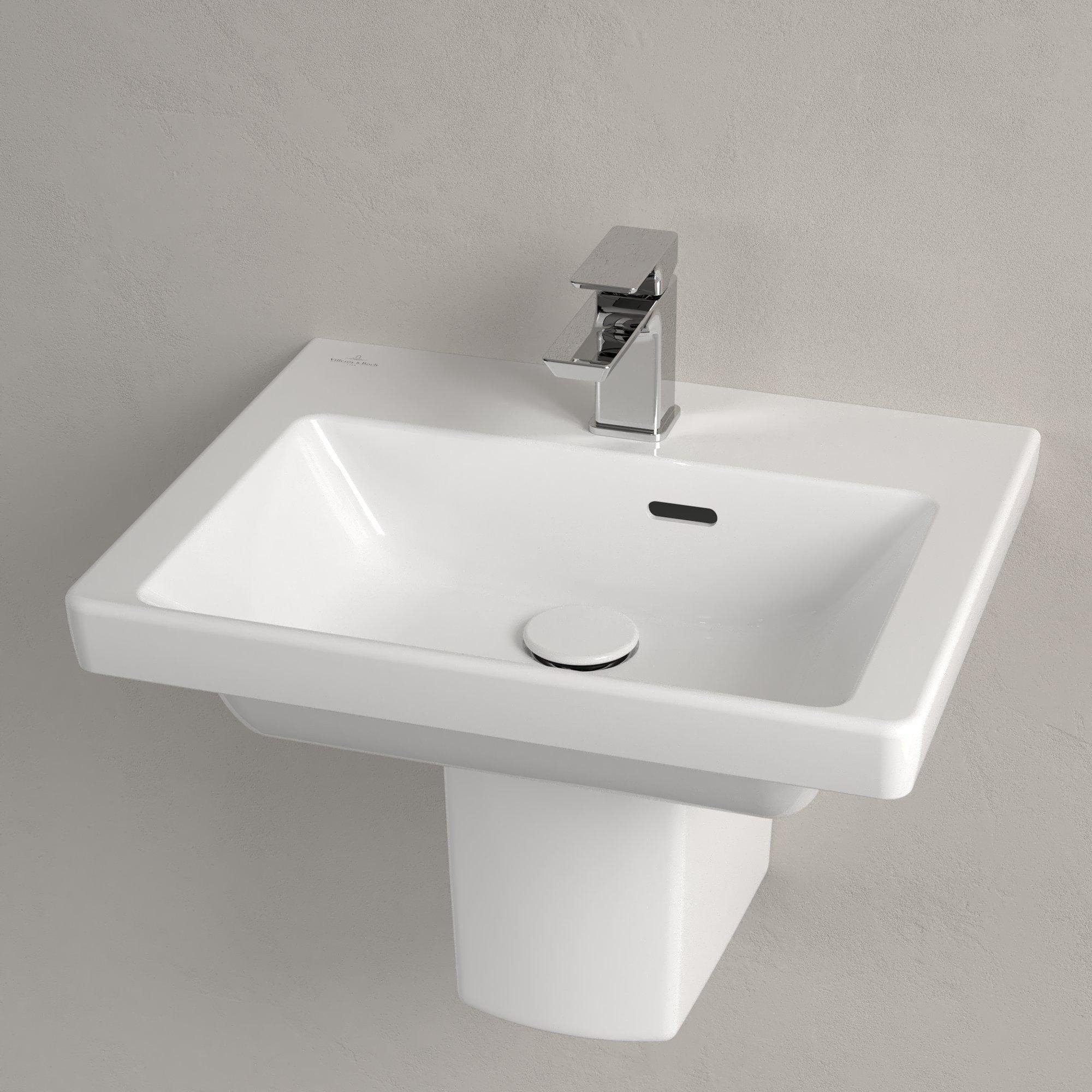 Villeroy & Boch Subway 3.0 fontein 50x40x14.5cm - met 1 kraangat en overloopgat Wit Ceramic+ - 437050R1 - Afbeelding 4