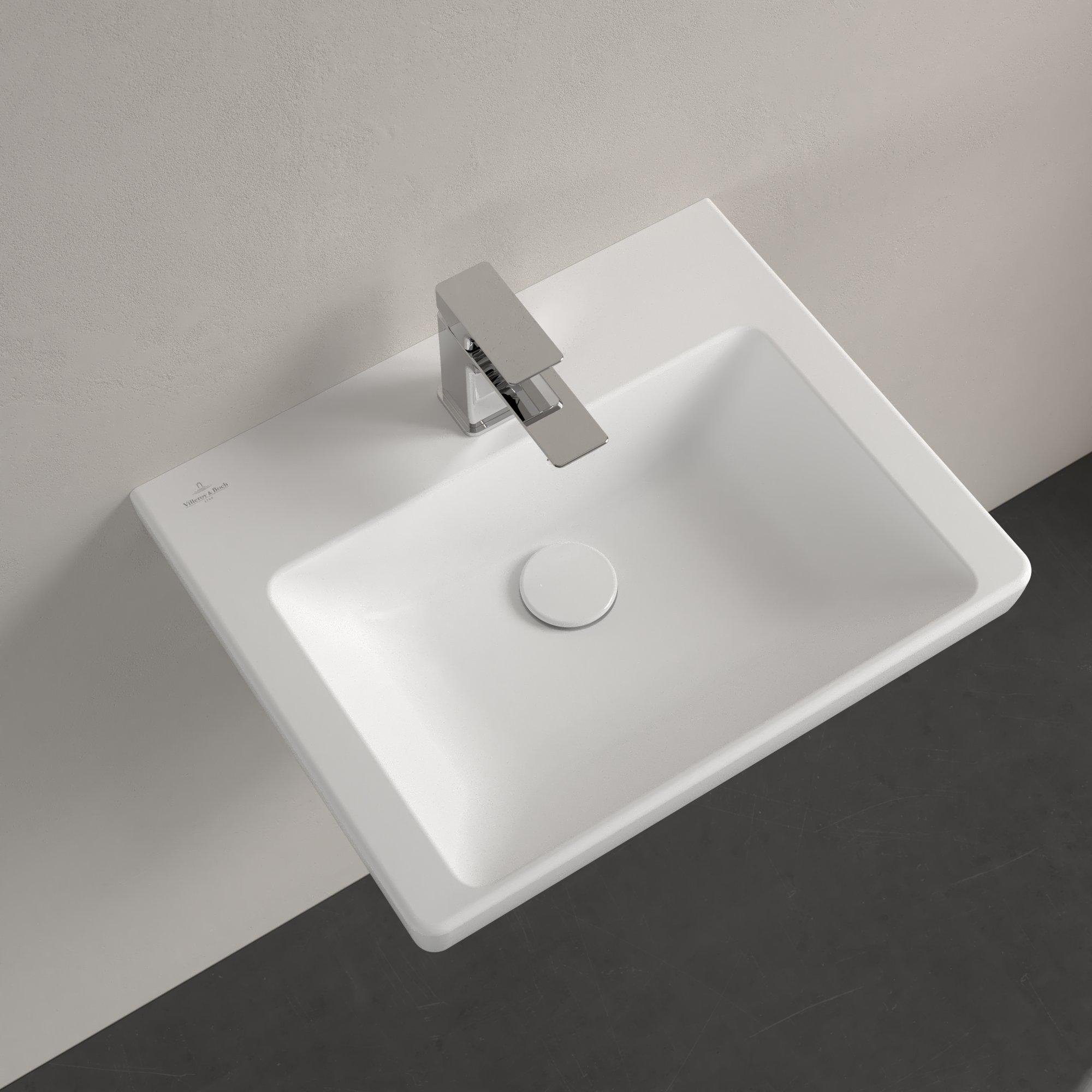 Villeroy & Boch Subway 3.0 fontein 50x40x14.5cm - met 1 kraangat en overloopgat Stone Wit Ceramic+ - 437050RW - Afbeelding 4