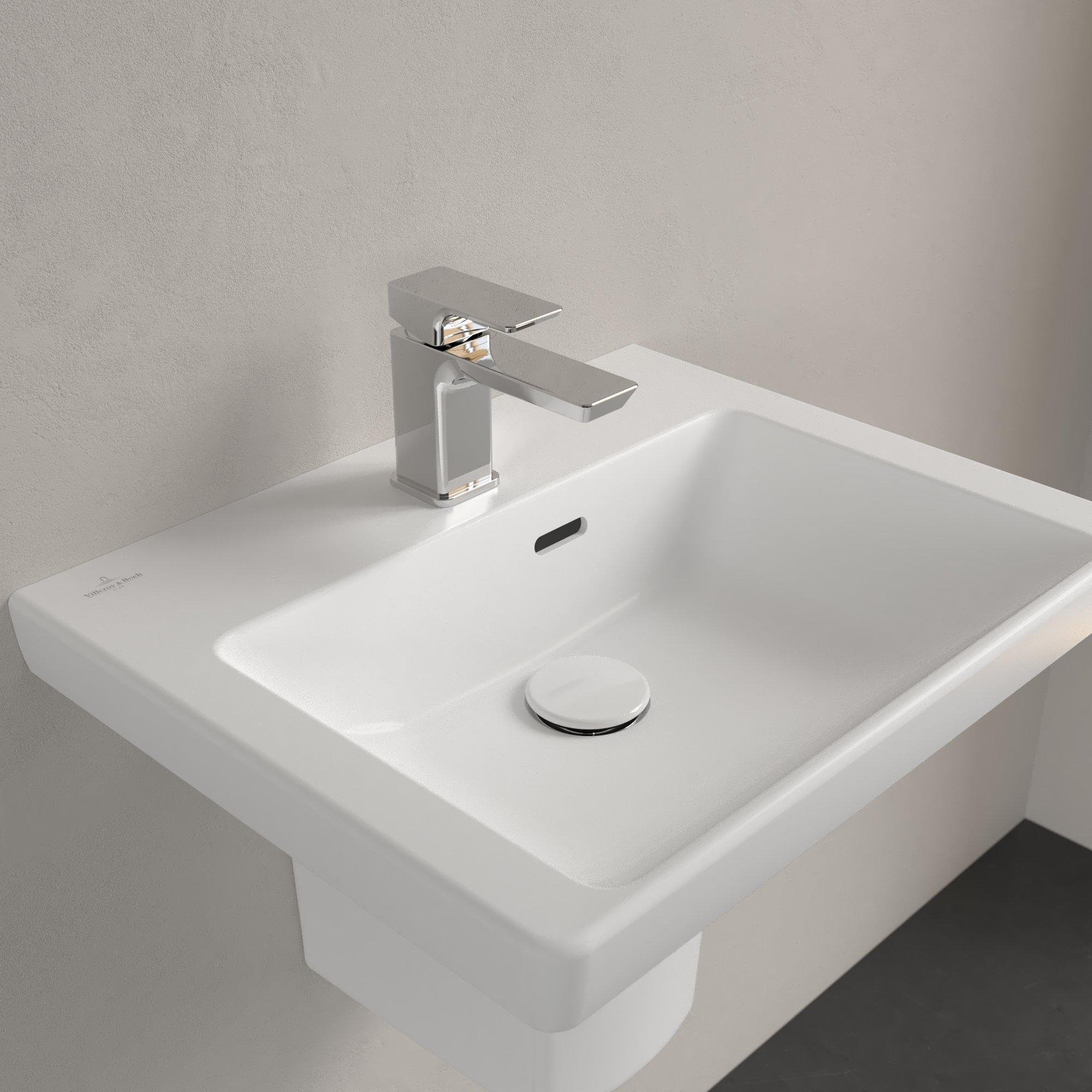 Villeroy & Boch Subway 3.0 fontein 50x40x14.5cm - met 1 kraangat en overloopgat Stone Wit Ceramic+ - 437050RW - Afbeelding 5