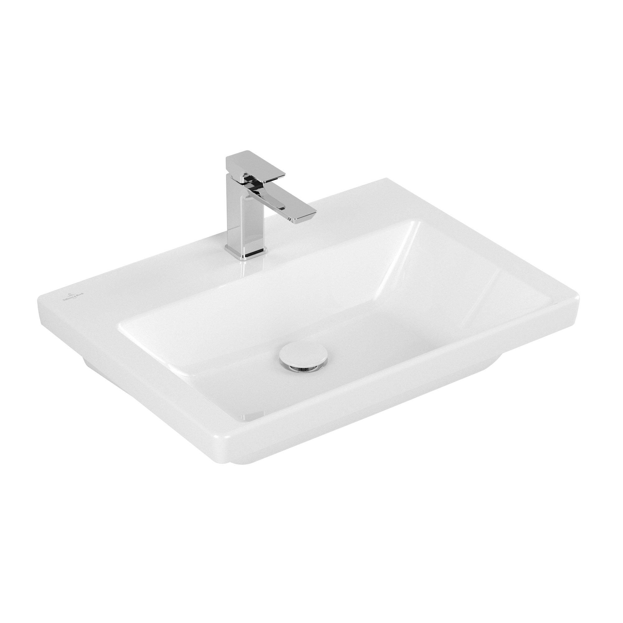 Villeroy & Boch Subway 3.0 meubelwastafel - 65x47x16.5cm - Rechthoek 1 kraangat zonder overloopgat Wit Alpin glans Ceramic - 4a706601