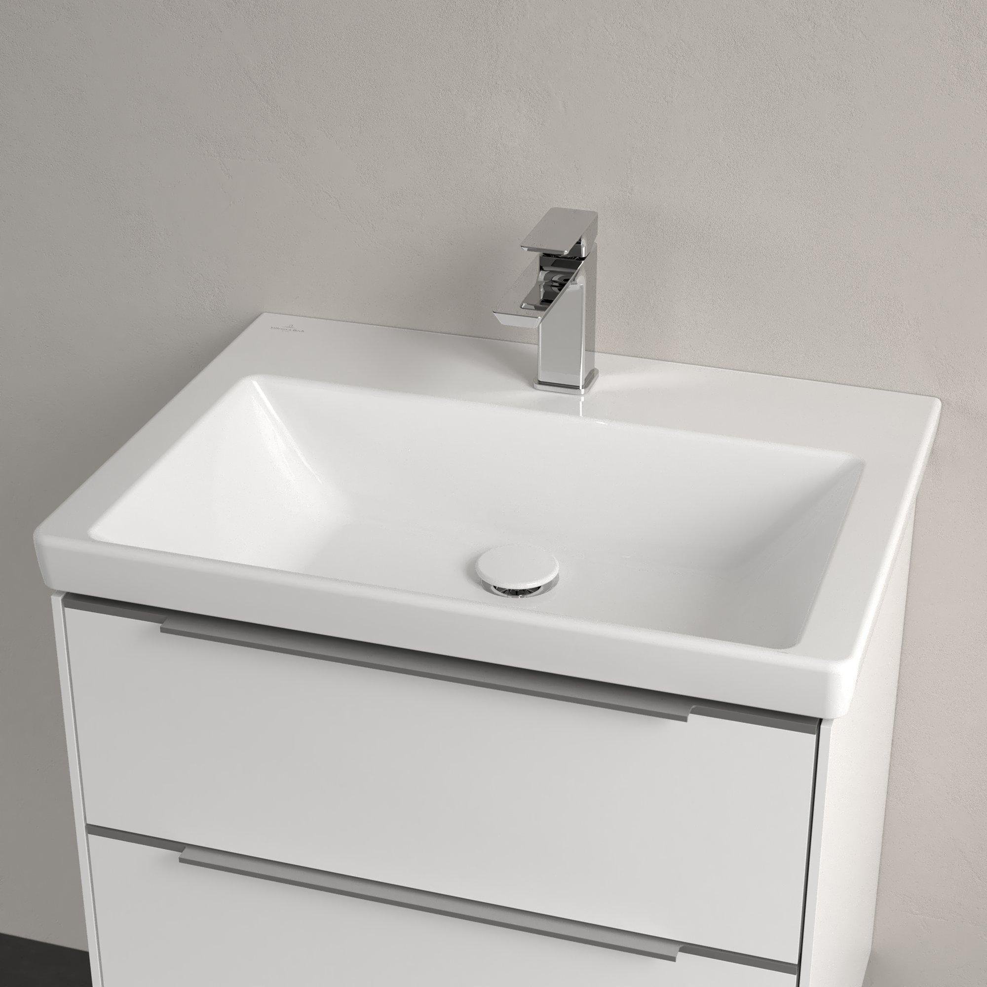 Villeroy & Boch Subway 3.0 meubelwastafel - 65x47x16.5cm - Rechthoek 1 kraangat zonder overloopgat Wit Alpin glans Ceramic - 4a706601 - Afbeelding 3