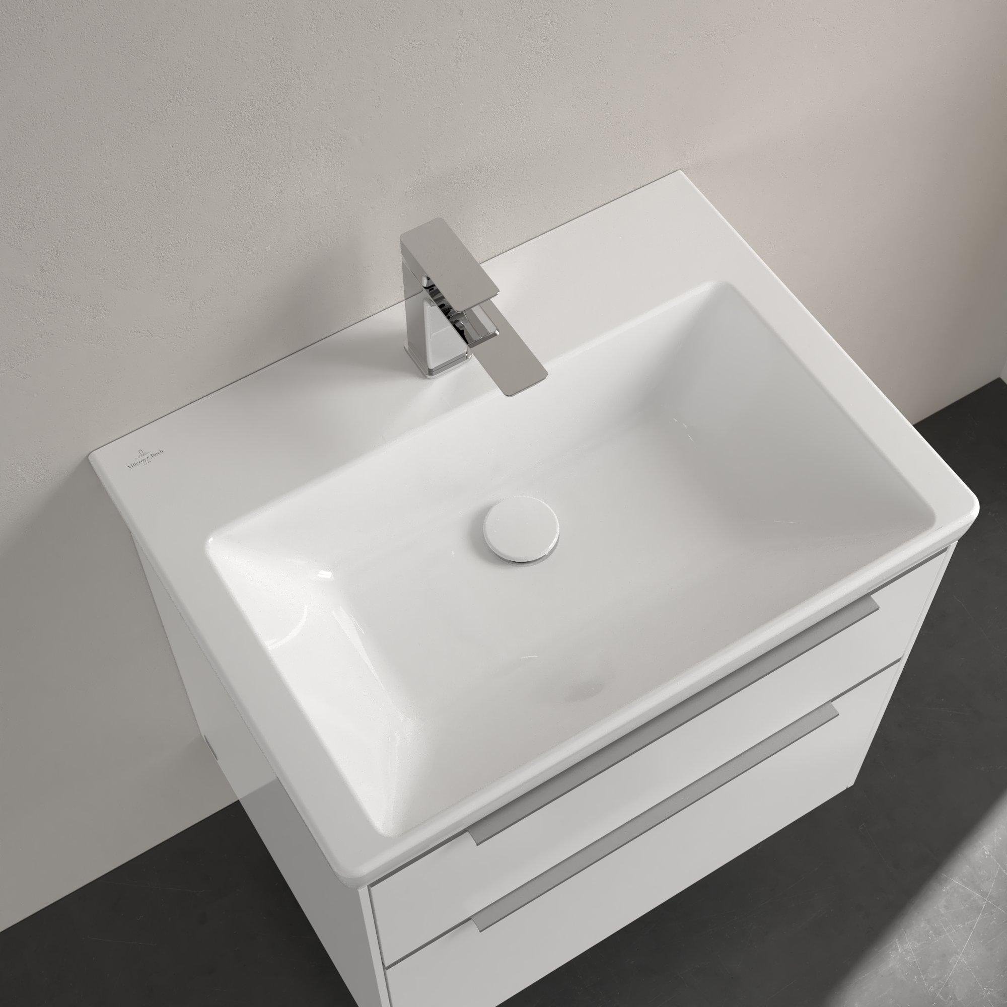 Villeroy & Boch Subway 3.0 meubelwastafel - 65x47x16.5cm - Rechthoek 1 kraangat zonder overloopgat Wit Alpin glans Ceramic - 4a706601 - Afbeelding 4