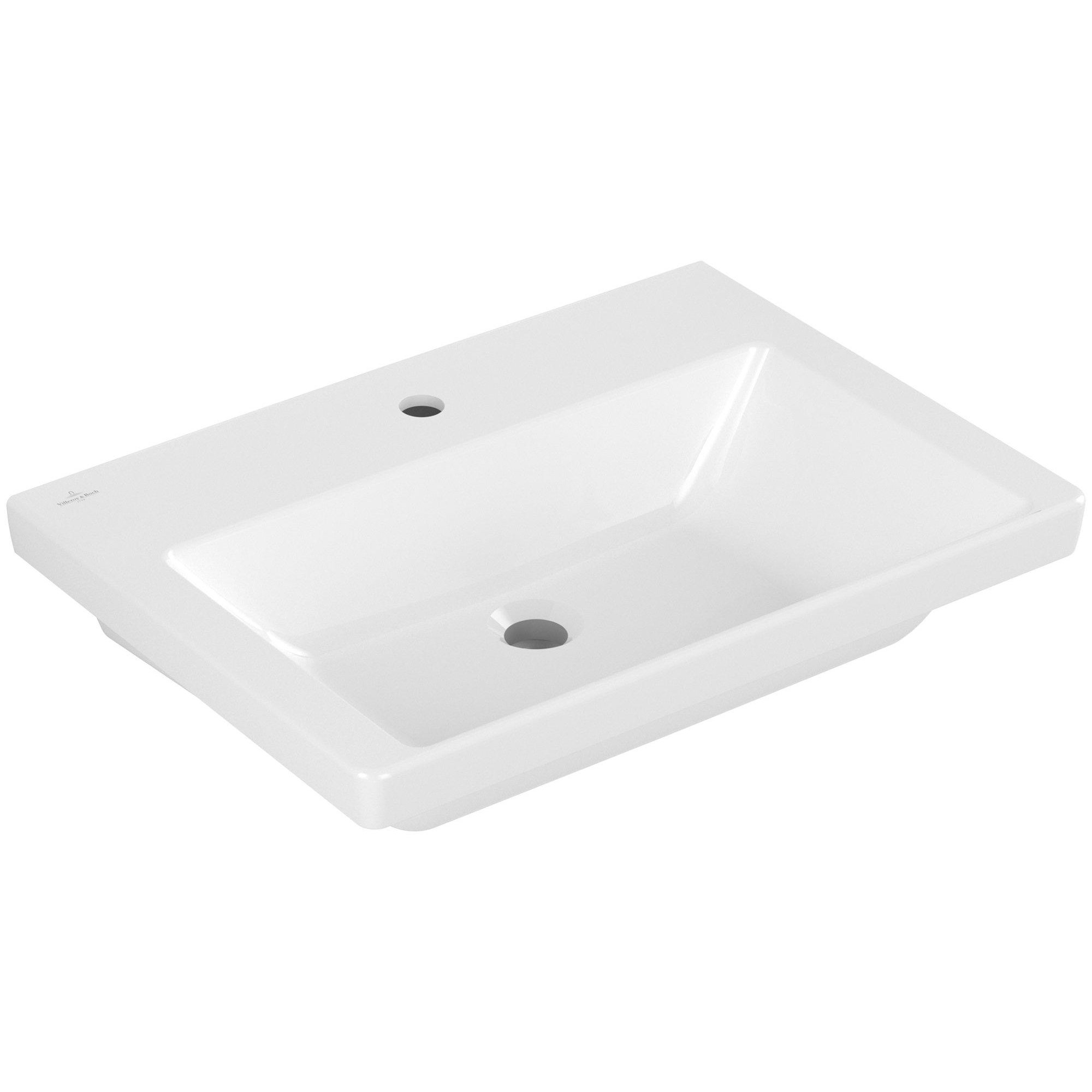 Villeroy & Boch Subway 3.0 meubelwastafel - 65x47x16.5cm - Rechthoek 1 kraangat zonder overloopgat Wit Alpin glans Ceramic - 4a706601 - Afbeelding 8