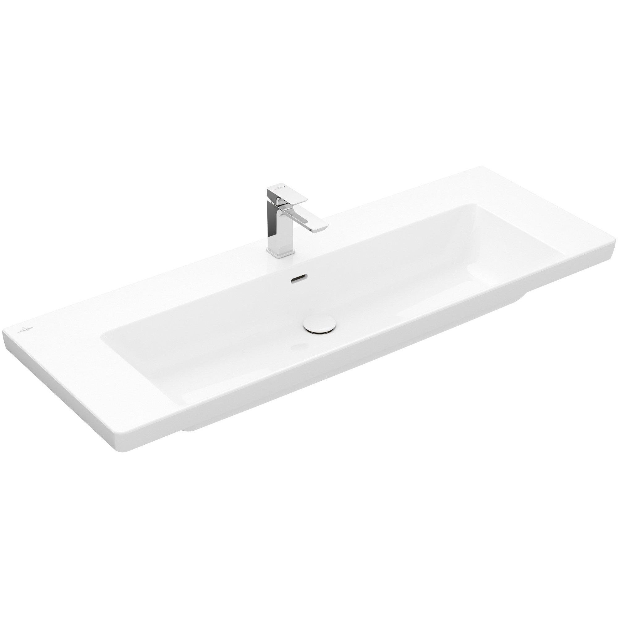 Villeroy & Boch Subway 3.0 meubelwastafel - 130x47cm - 1 kraangat met overloop wit - 4a70d501