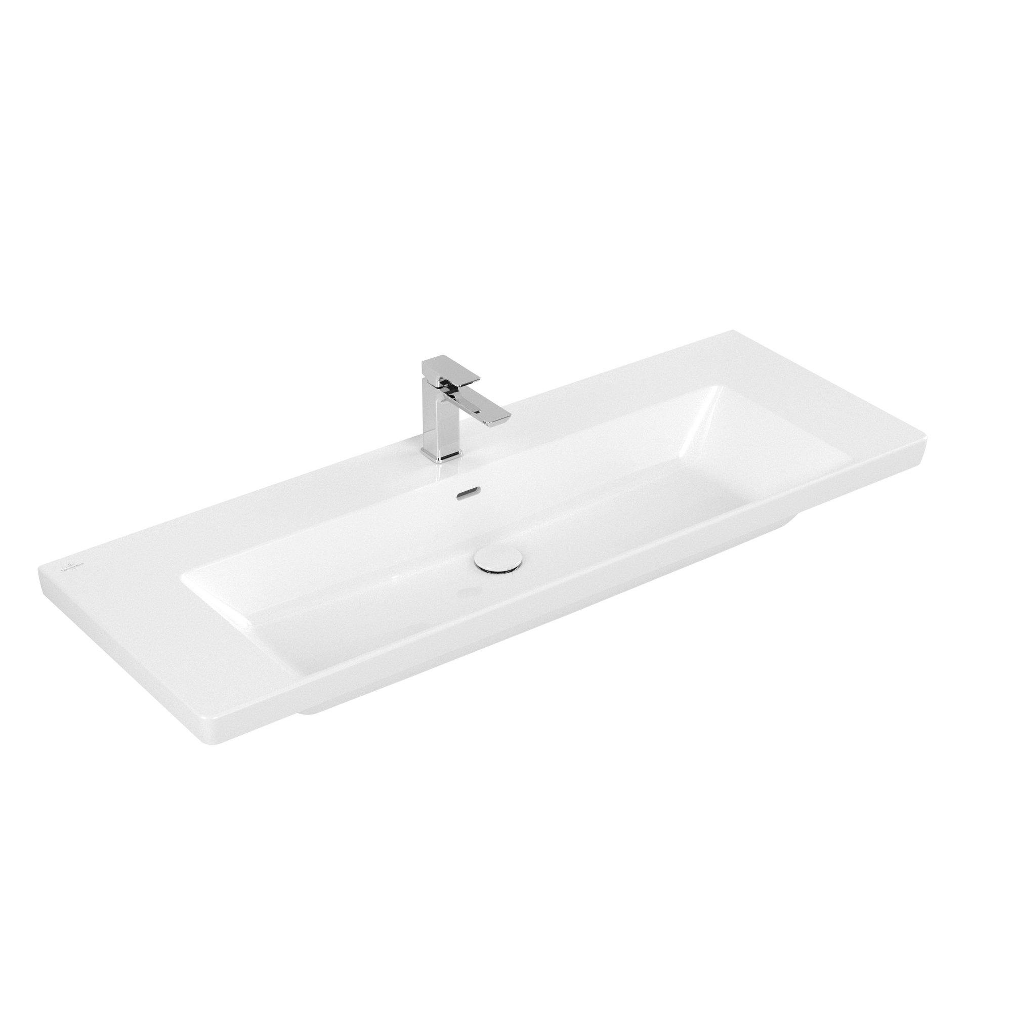 Villeroy & Boch Subway 3.0 meubelwastafel - 130x47cm - 1 kraangat met overloop wit - 4a70d501 - Afbeelding 2