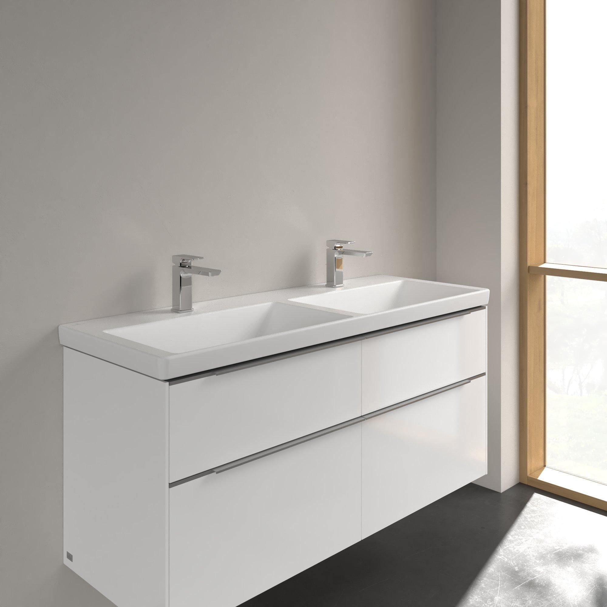 Villeroy & Boch Subway 3.0 Dubbele meubelwastafel - 1300 x 475 x 165 mat stone white (wit) CeramicPlus - zonder overloop - 4a71d1rw - Afbeelding 2