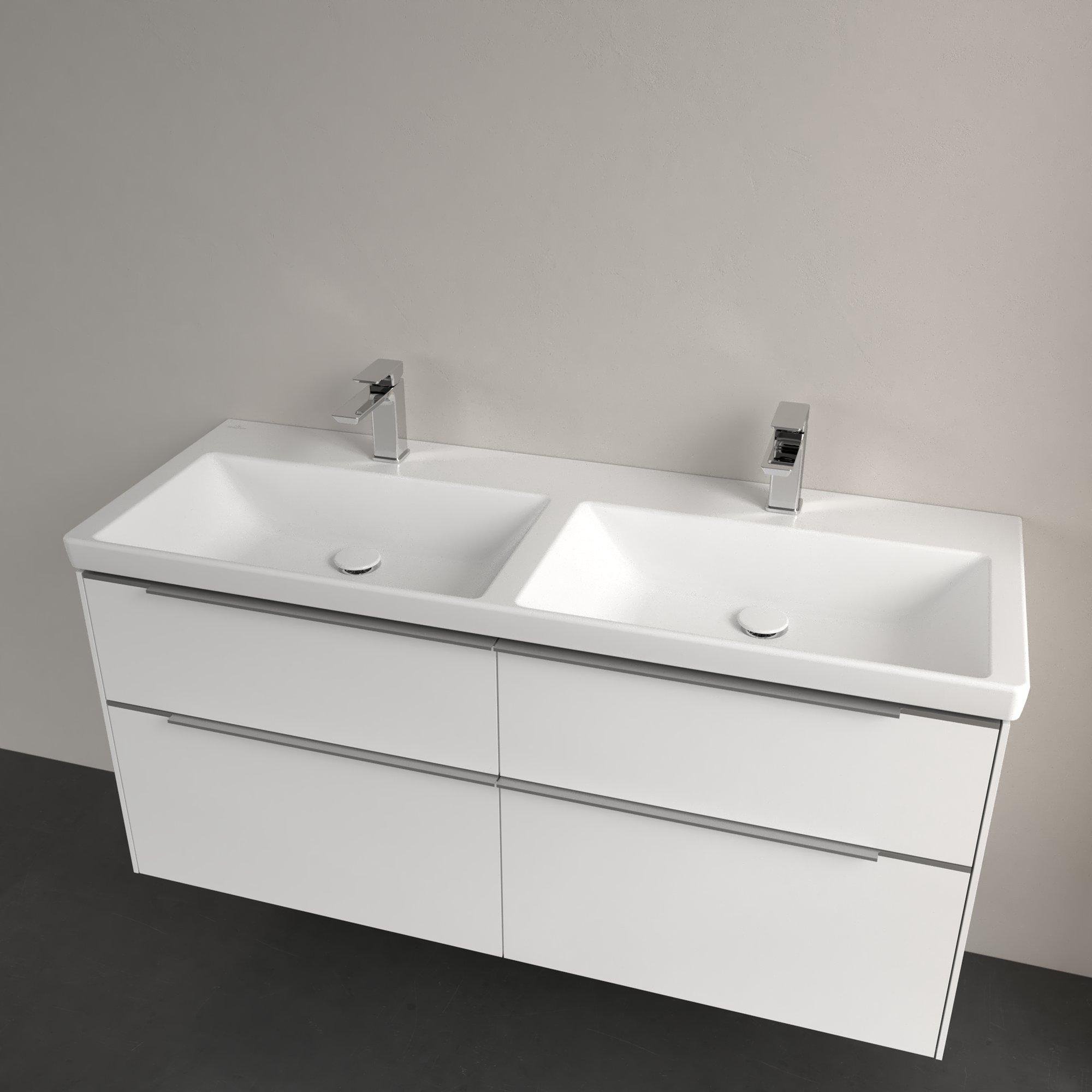 Villeroy & Boch Subway 3.0 Dubbele meubelwastafel - 1300 x 475 x 165 mat stone white (wit) CeramicPlus - zonder overloop - 4a71d1rw - Afbeelding 3