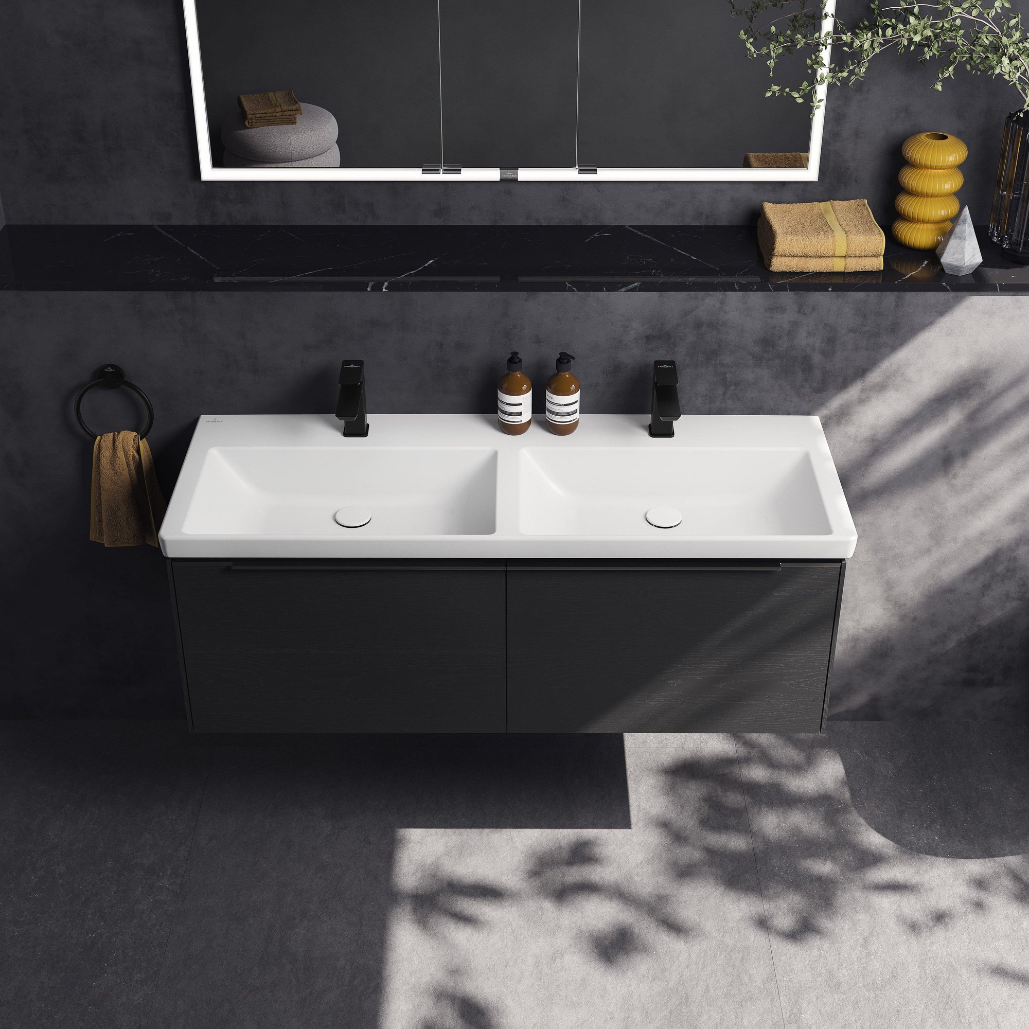 Villeroy & Boch Subway 3.0 Dubbele meubelwastafel - 1300 x 475 x 165 mat stone white (wit) CeramicPlus - zonder overloop - 4a71d1rw - Afbeelding 9