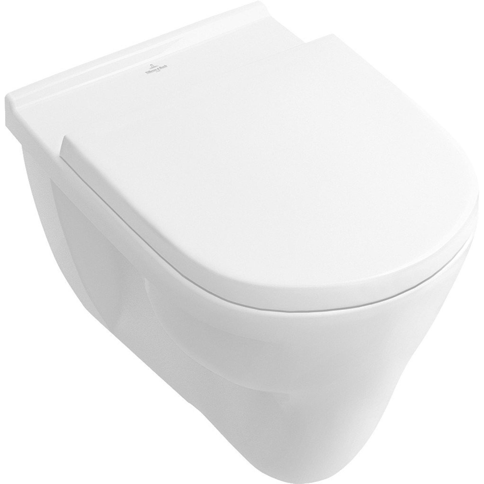 Villeroy & Boch O.novo wandcloset - 56cm - met spoelrand - vlakspoel - zonder zitting - glans wit - 56621001 - Afbeelding 5