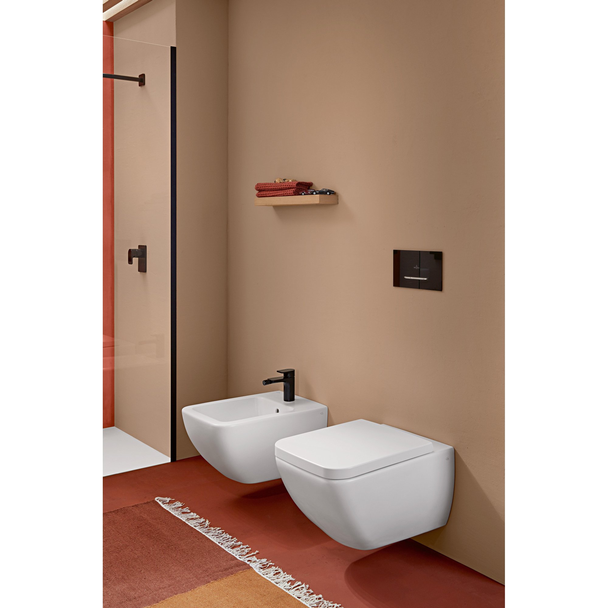 Villeroy & Boch Viconnect bedieningsplaat M300 DF frontbediend 25.3x14.5cm - glas zwart/RVS - 922160rb - Afbeelding 5