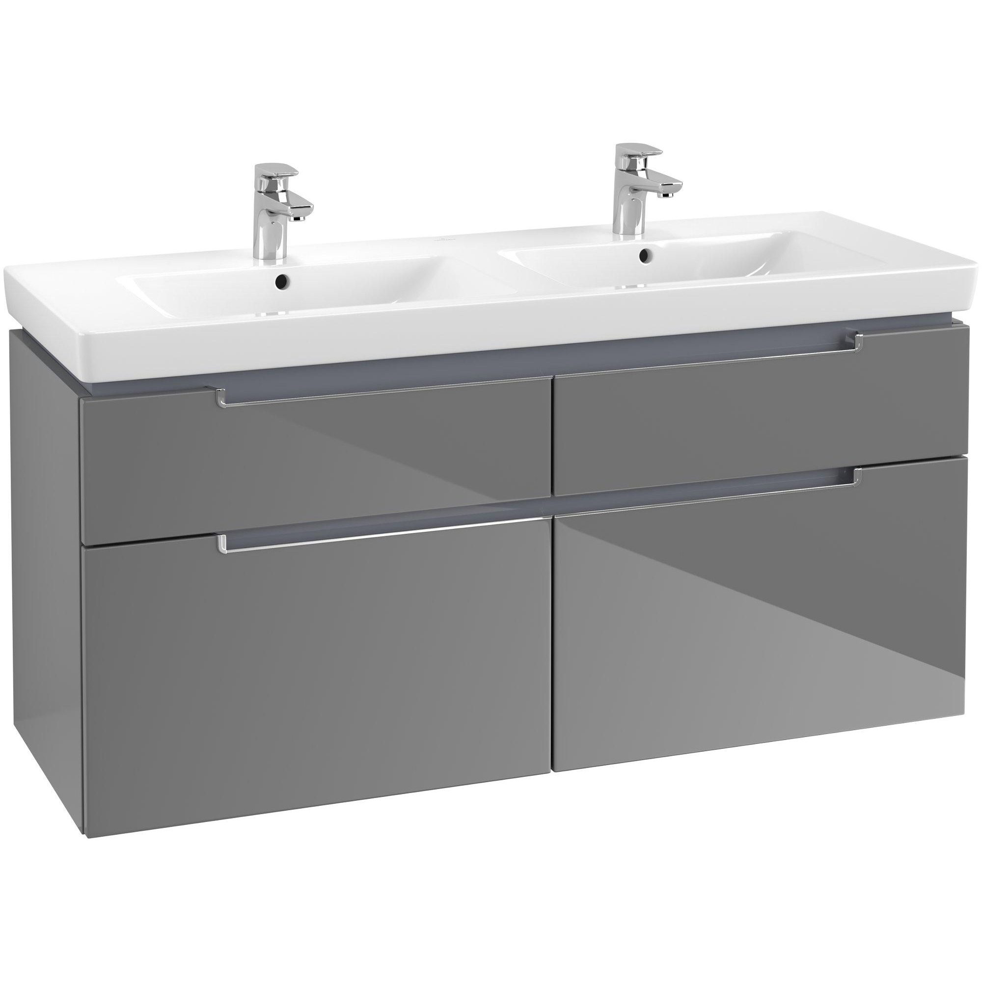 Villeroy & Boch Subway 2.0 wastafelonderkast - 128.7x59x44.9cm - Glossy grey - A91710FP