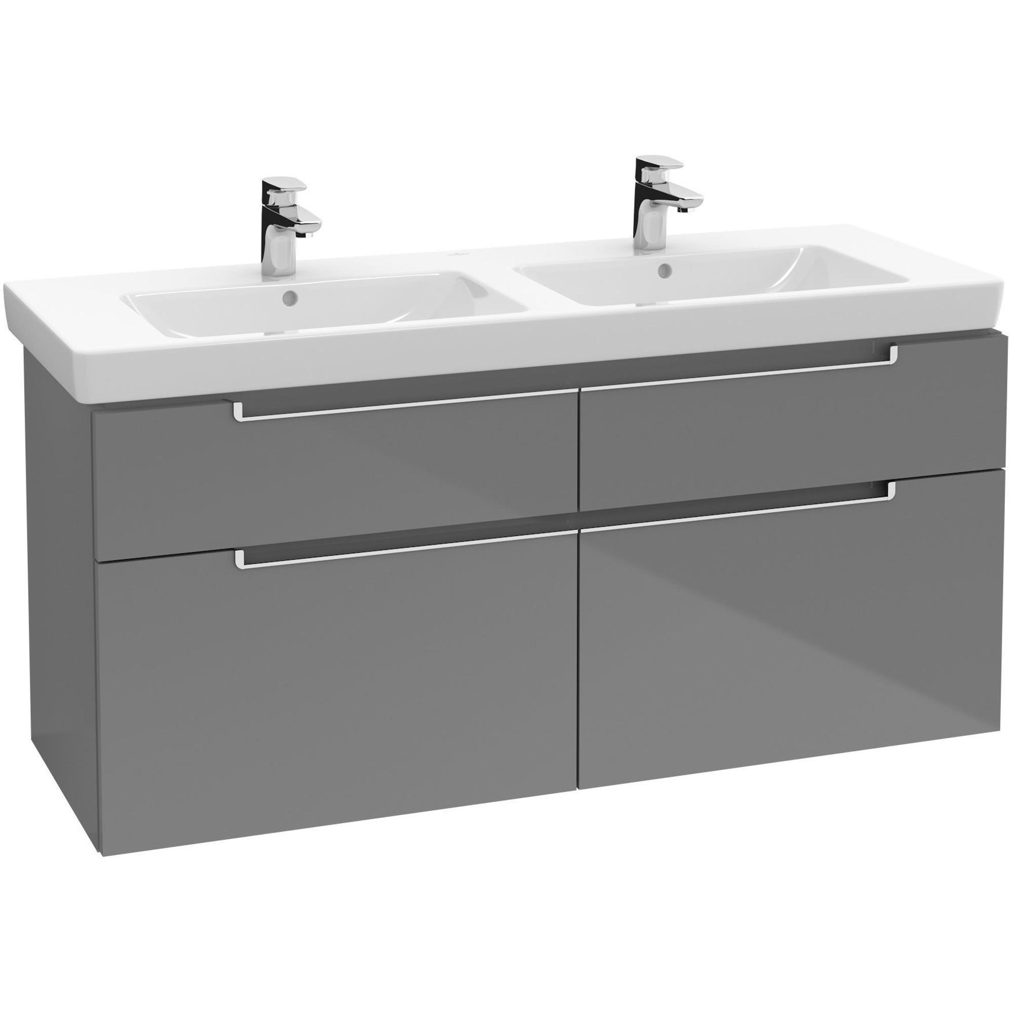 Villeroy & Boch Subway 2.0 wastafelonderkast - 128.7x59x44.9cm - Glossy grey - A91710FP - Afbeelding 2
