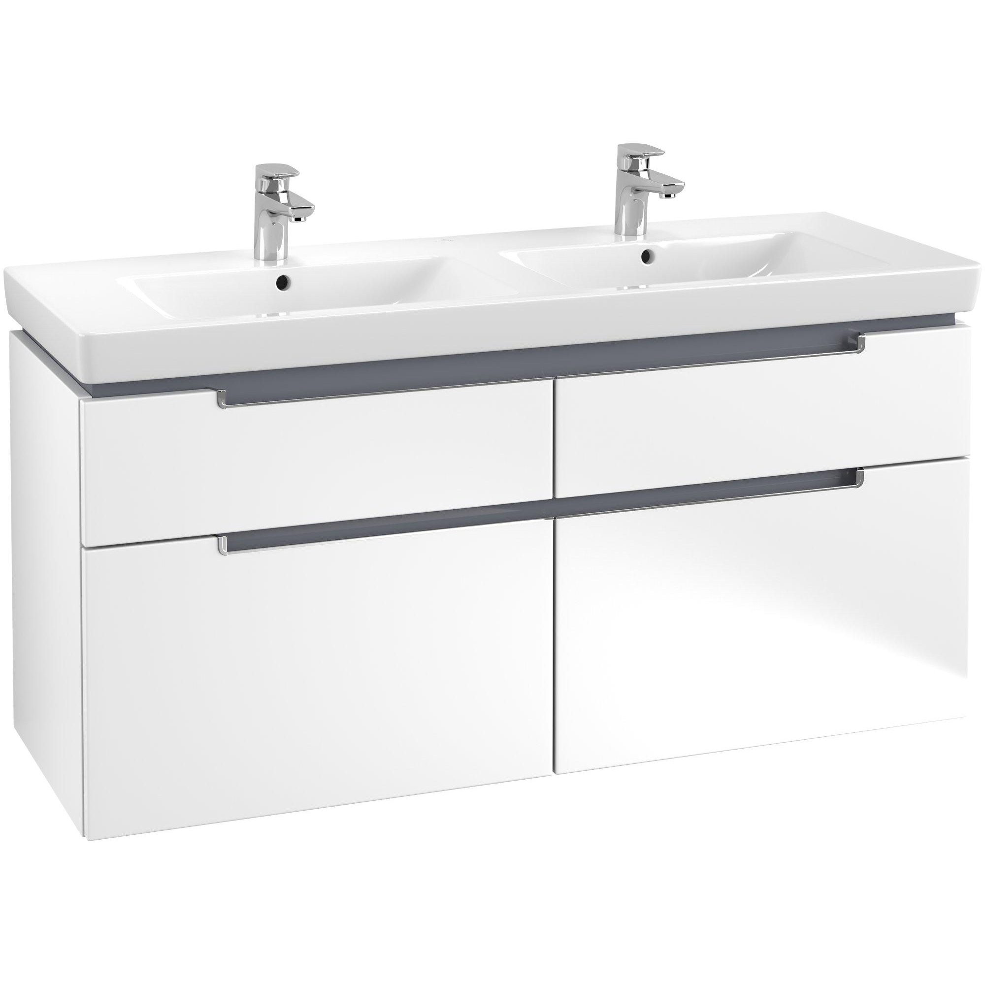 Villeroy & Boch Subway 2.0 wastafelonderkast - 128.7x59cm - 4 lades Wit mat - a91710ms