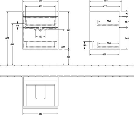Villeroy & Boch Venticello wastafelonderkast - 55.3x59cm - 2x lade mat wit - a92301ms - Afbeelding 10