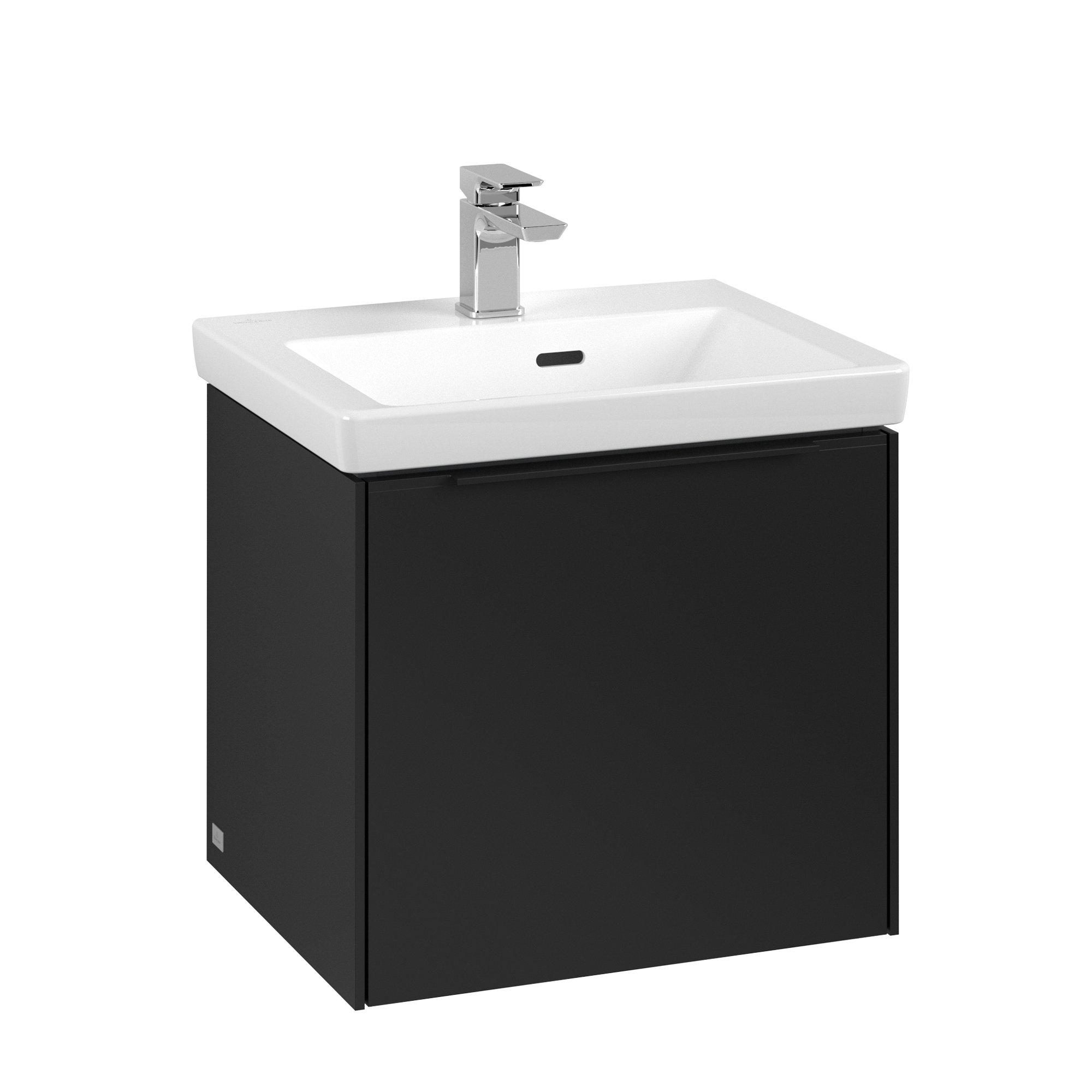 Villeroy & Boch Subway 3.0 wastafelonderkast - 50x40x40cm - met Volcano Black greep 1 softclose lade 1 sifonuitsparing spaanplaat volcano black - c58001vl