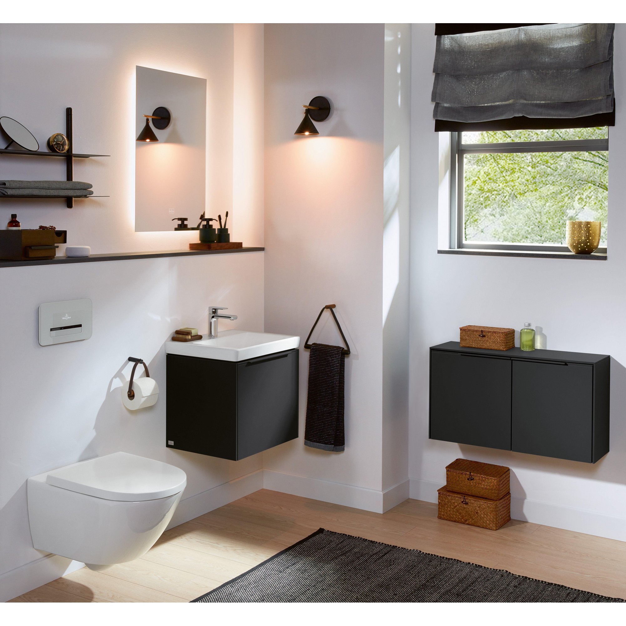 Villeroy & Boch Subway 3.0 wastafelonderkast - 50x40x40cm - met Volcano Black greep 1 softclose lade 1 sifonuitsparing spaanplaat volcano black - c58001vl - Afbeelding 7