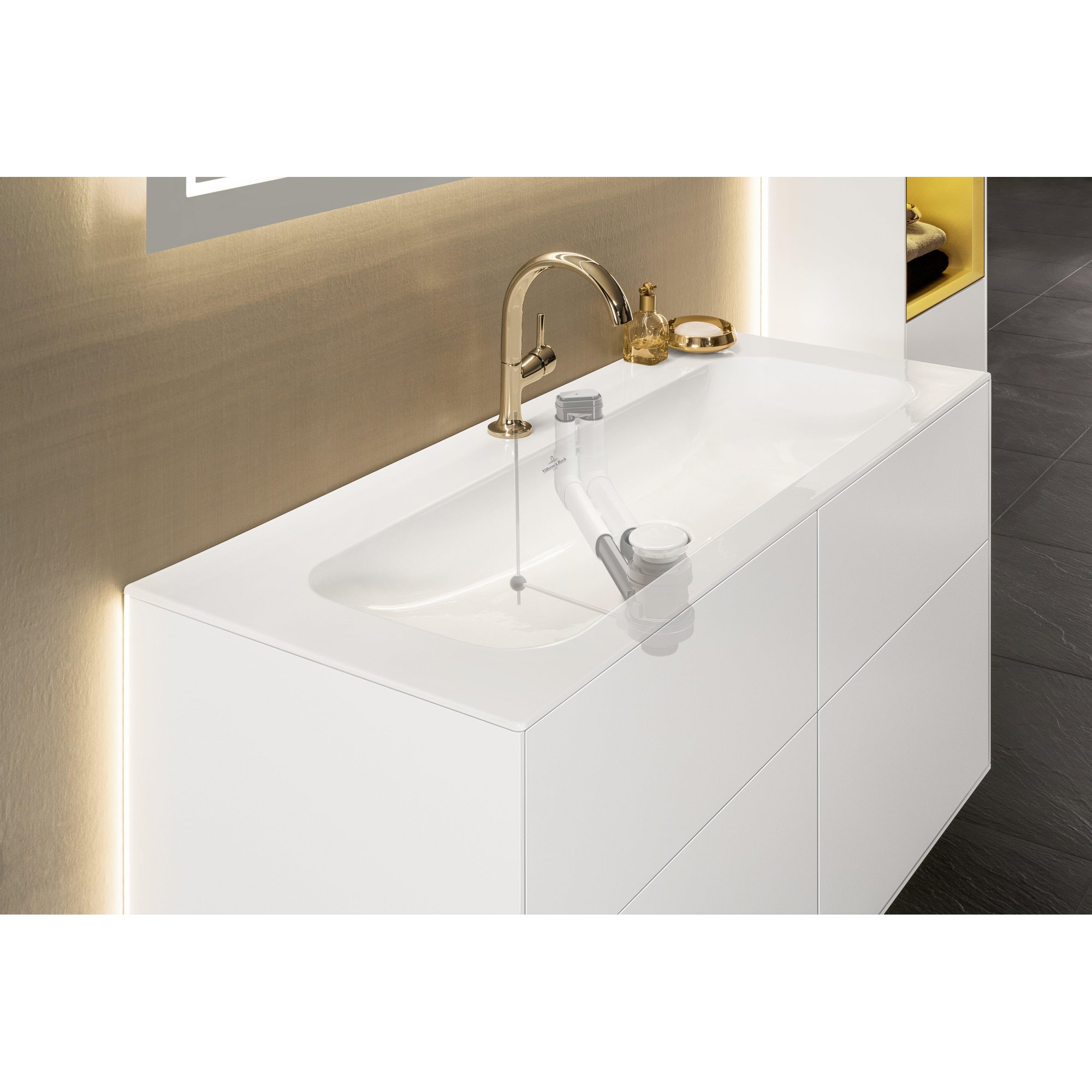 Villeroy & Boch Finion Wastafelonderkast - met verlichting - 4 uittrekladen - 1196 x 591 x 498 mm - Glossy White Lacquer - g05000gf - Afbeelding 2