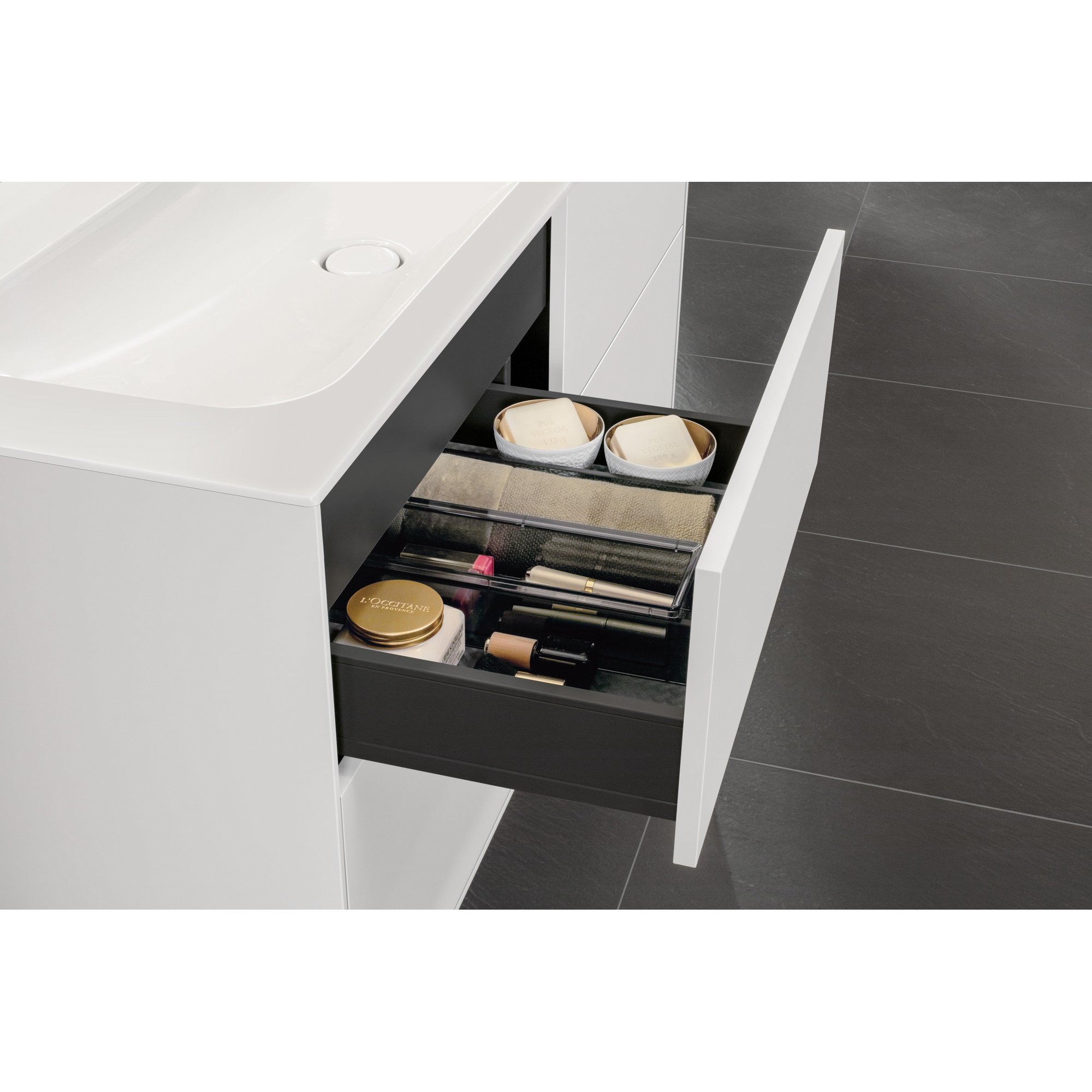 Villeroy & Boch Finion Wastafelonderkast - met verlichting - 4 uittrekladen - 1196 x 591 x 498 mm - Glossy White Lacquer - g05000gf - Afbeelding 5