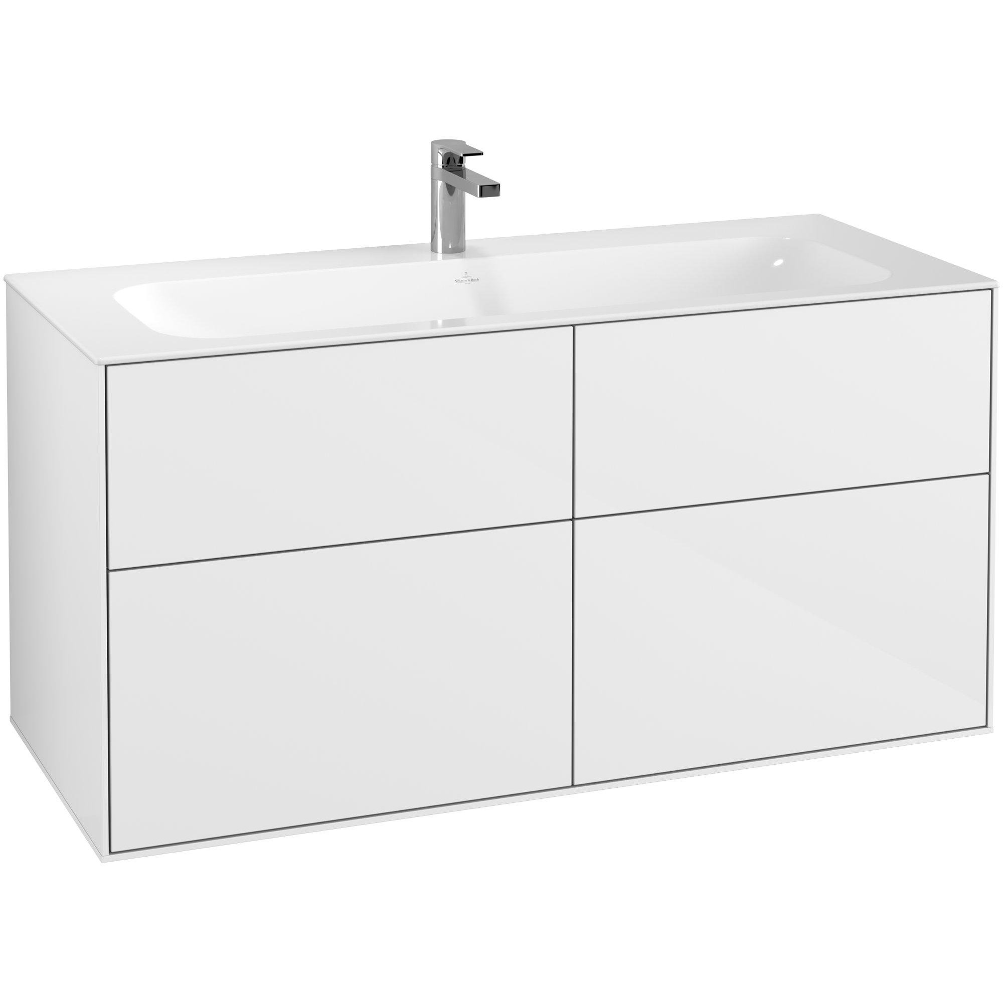 Villeroy & Boch Finion Wastafelonderkast - met verlichting - 4 uittrekladen - 1196 x 591 x 498 mm - Glossy White Lacquer - g05000gf - Afbeelding 10