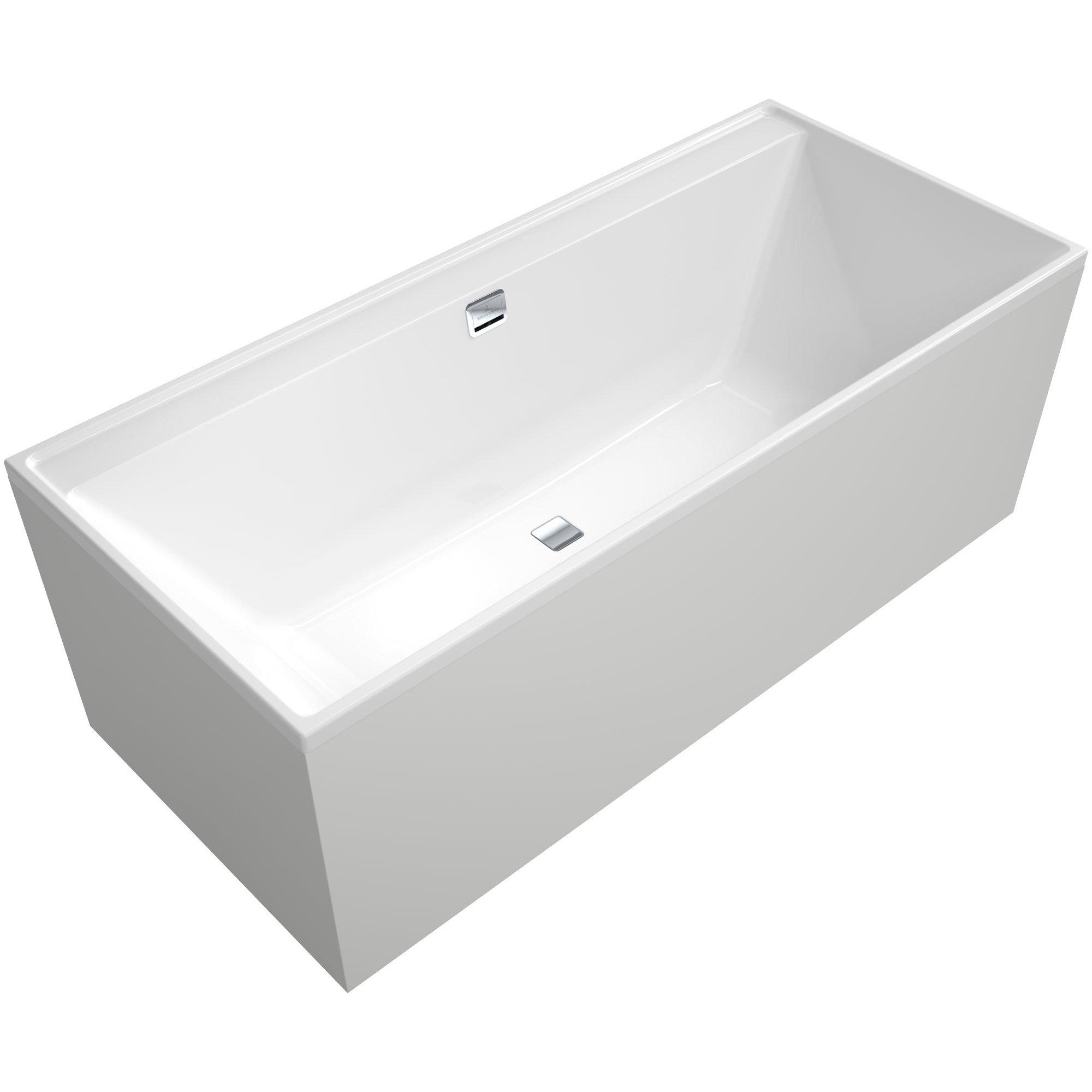 Villeroy & Boch Collaro Bad - 180x80cm - inbouw - rechthoek - met badwaste chrome - zonder panelen - wit - uba180cor2dv-01