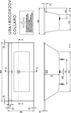Villeroy & Boch Collaro Bad - 180x80cm - inbouw - rechthoek - met badwaste chrome - zonder panelen - wit - uba180cor2dv-01 - Afbeelding 5