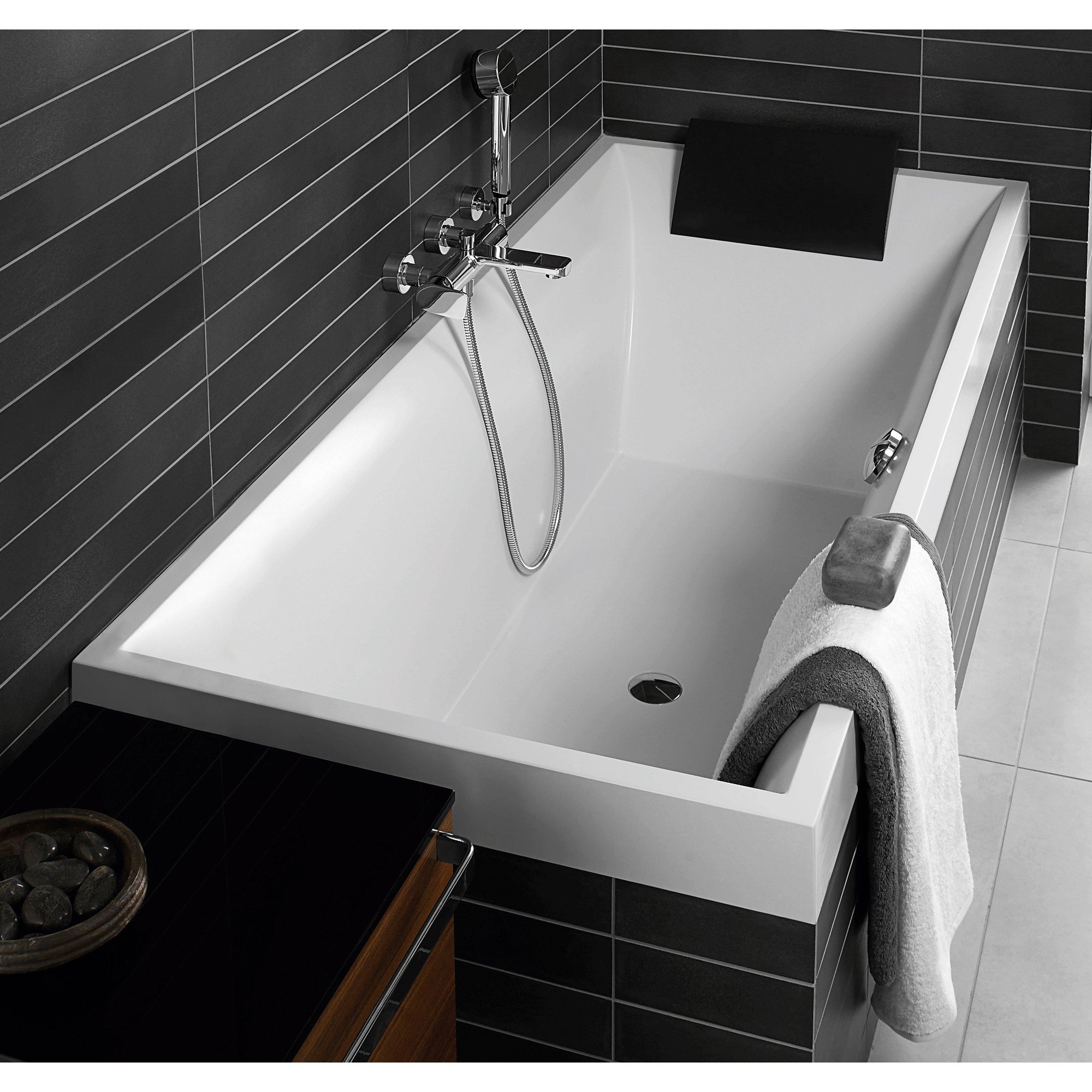 Villeroy & Boch Squaro bad - 170x75cm - quaryl rechthoekig met poten wit - ubq170sqr2v-01 - Afbeelding 5