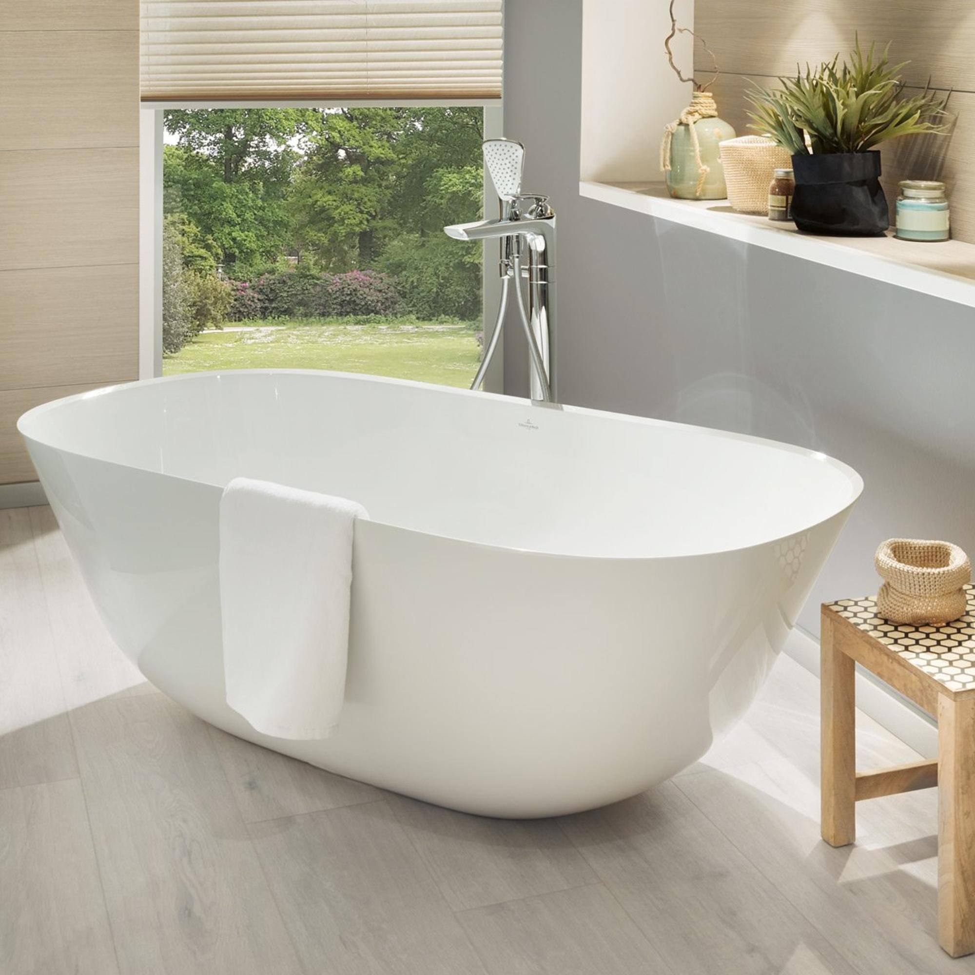 Villeroy & Boch Theano vrijstaand duobad - 175x80cm - kunststof quaryl - ovaal - Mat Wit - ubq175anh7f200v-rw - Afbeelding 4