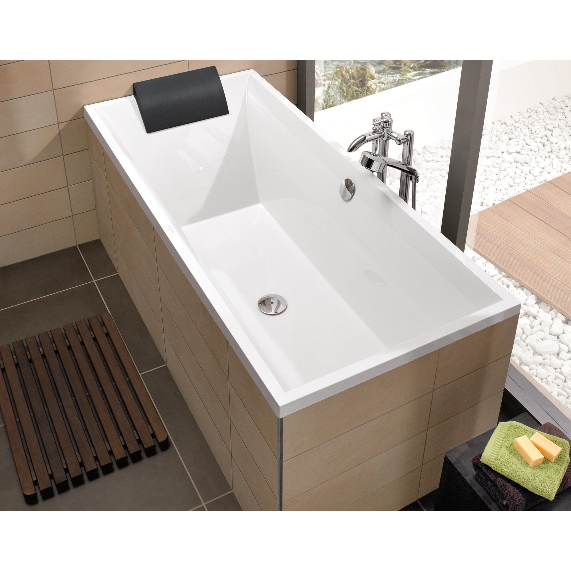 Villeroy & Boch Squaro bad quaryl rechthoekig 179.4x79.4x50cm - Slim Line met poten wit - ubq180sqs2v-01 - Afbeelding 2