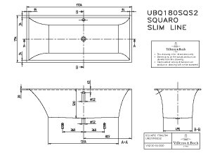 Villeroy & Boch Squaro bad quaryl rechthoekig 179.4x79.4x50cm - Slim Line met poten wit - ubq180sqs2v-01 - Afbeelding 7