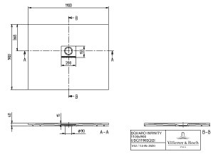 Villeroy & Boch Squaro infinity douchevloer - 110x90cm - stone white - udq1190sqi2iv-rw - Afbeelding 4