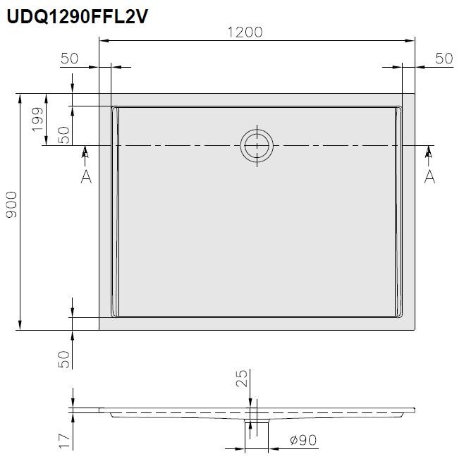 Villeroy & Boch Futurion Flat douchebak - quaryl rechthoekig 120x90x2,5cm - wit - udq1290ffl2v-01 - Afbeelding 5