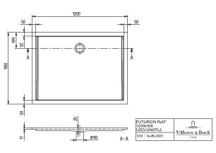 Villeroy & Boch Futurion Flat douchebak - quaryl rechthoekig 120x90x2,5cm - wit - udq1290ffl2v-01 - Afbeelding 7